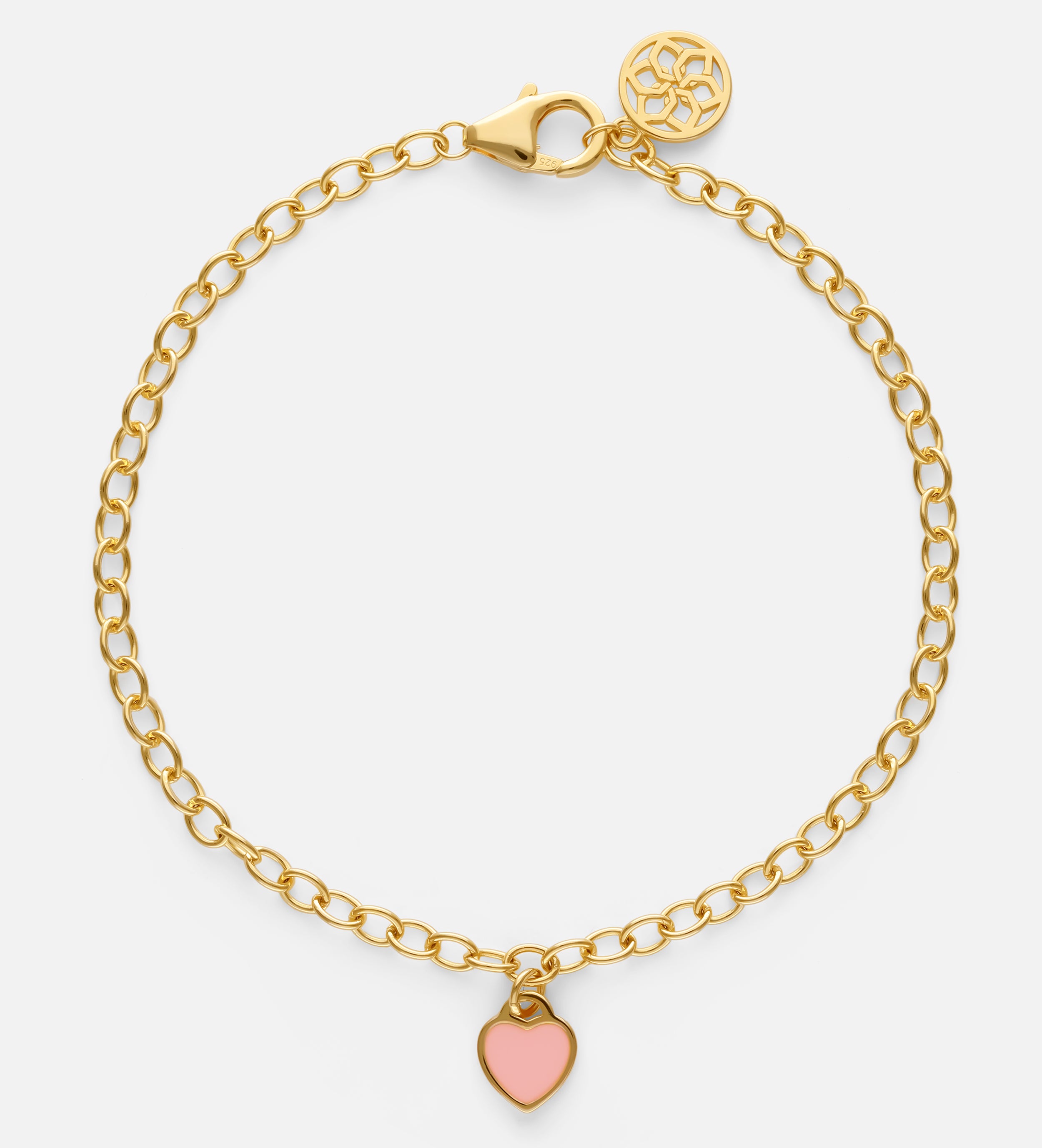 Pink Heart Chain Bracelet in Gold