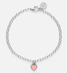 Pink Heart Chain Bracelet in Silver