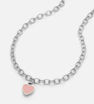 Pink Heart Chain Bracelet in Silver