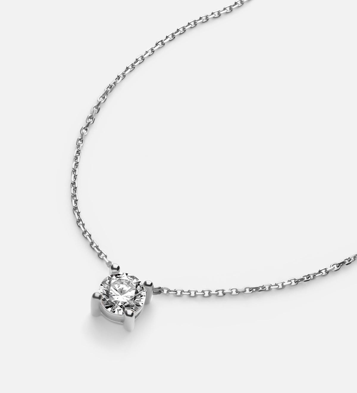 Solitaire Pendant Necklace in Rhodium Plating on 925 Silver - Ash & Harry