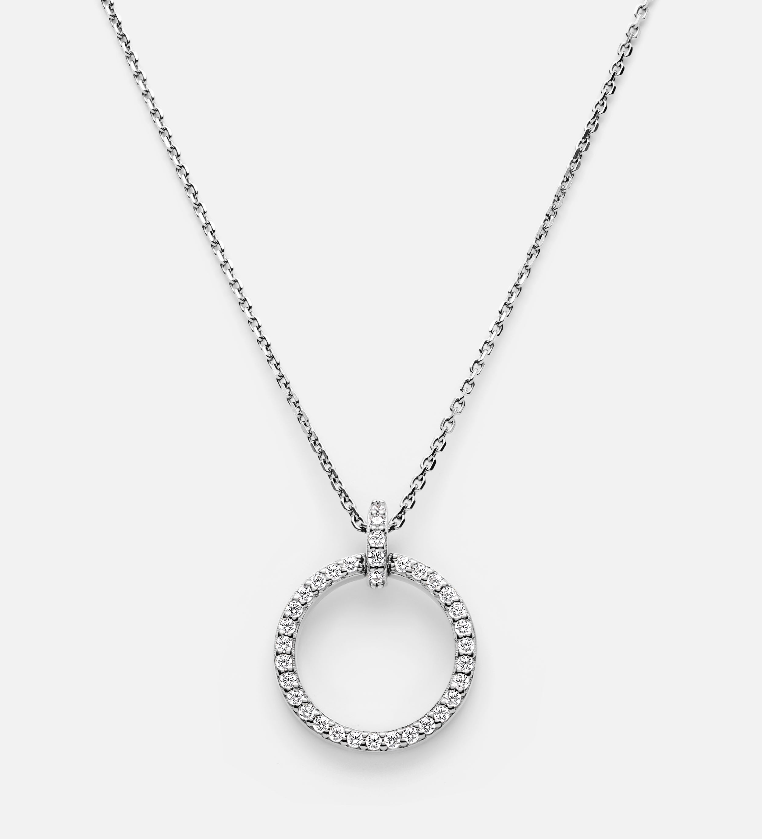 Gemstone Ring Necklace in Silver