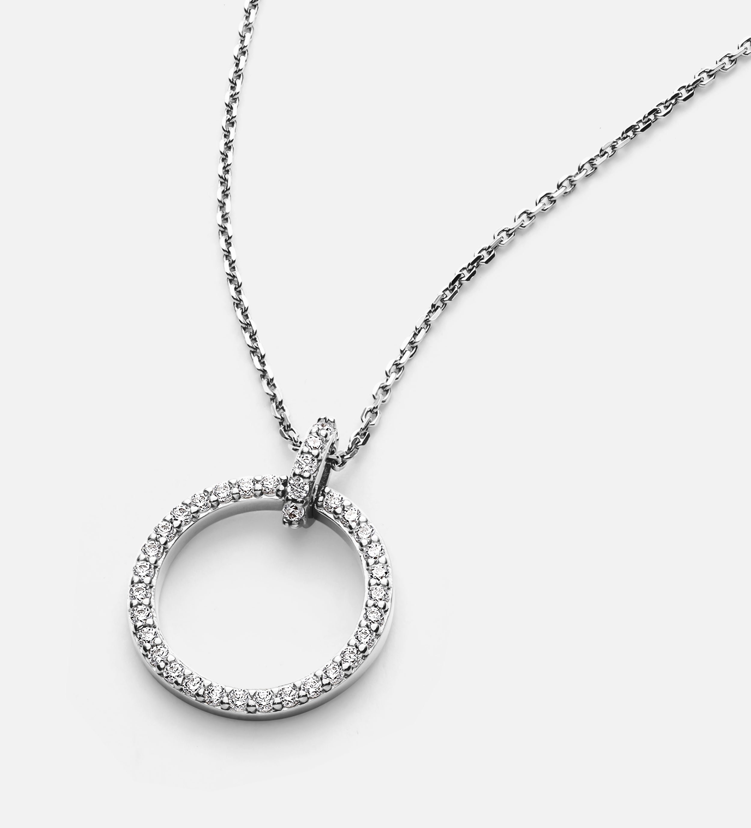 Gemstone Ring Necklace in Silver