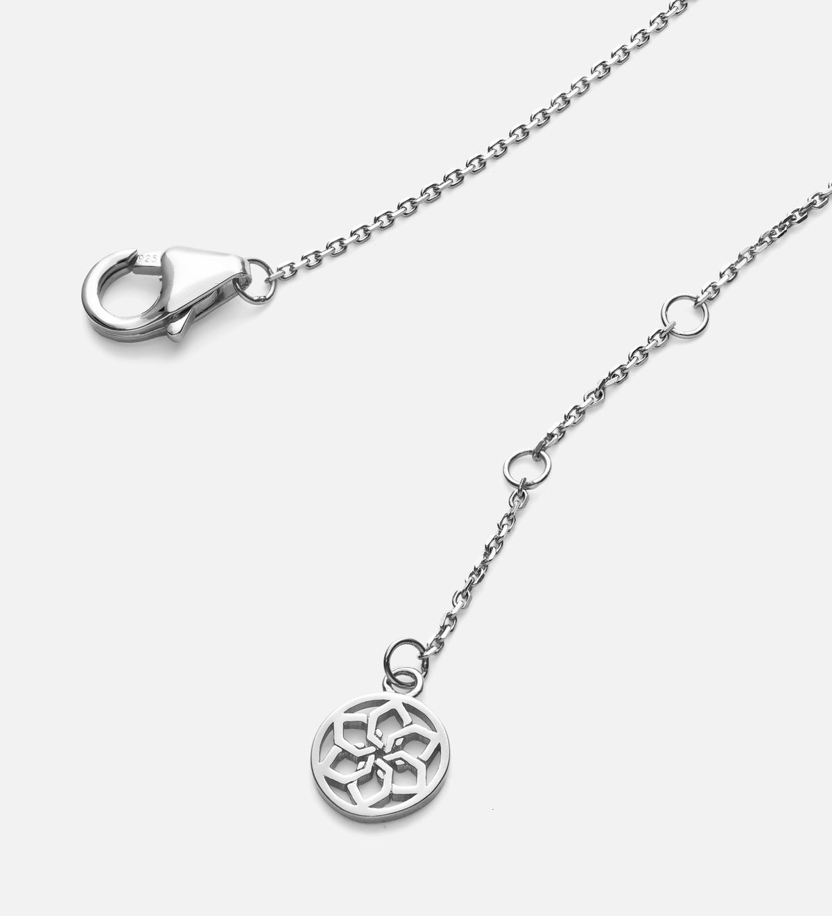 Gemstone Ring Necklace in Rhodium Plating on 925 Silver - Ash & Harry
