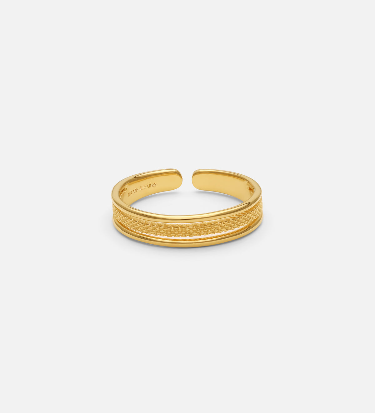 Textured Triple Stacking Ring in 18k Gold Plating on 925 Silver - Ash & Harry