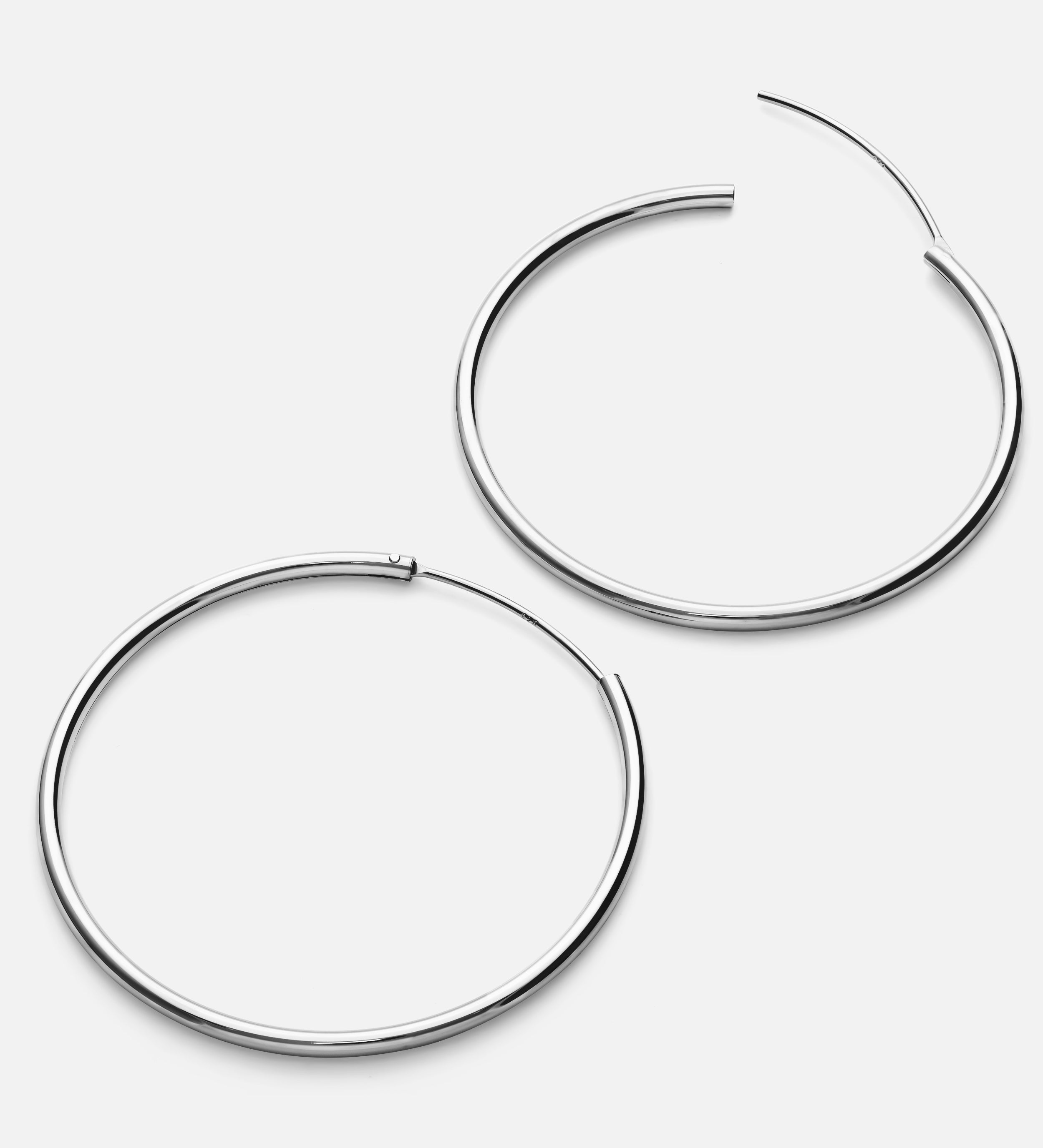 Thin Oversized Hoops in Silver
