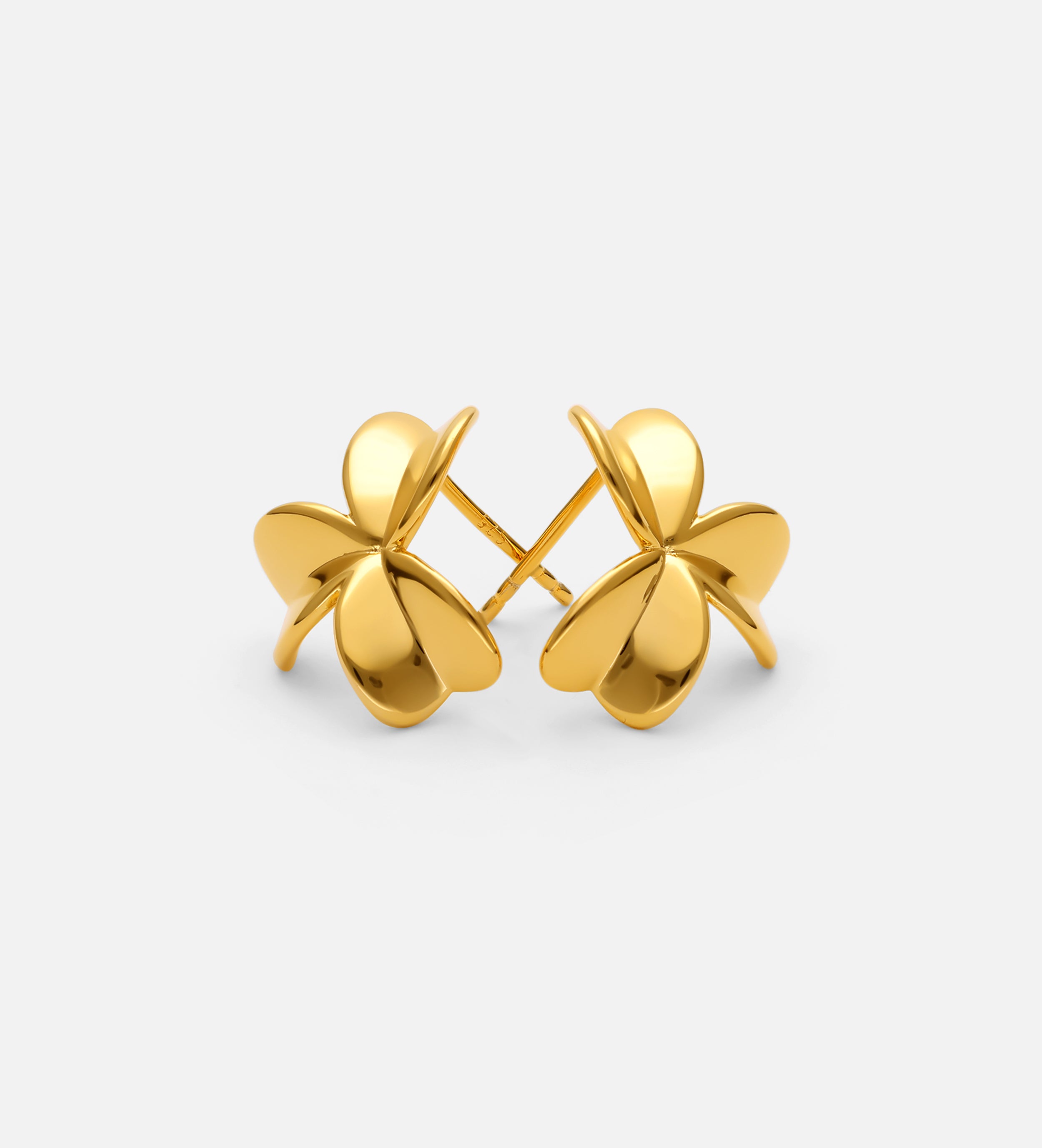 Three Leaf Clover Earrings in Gold