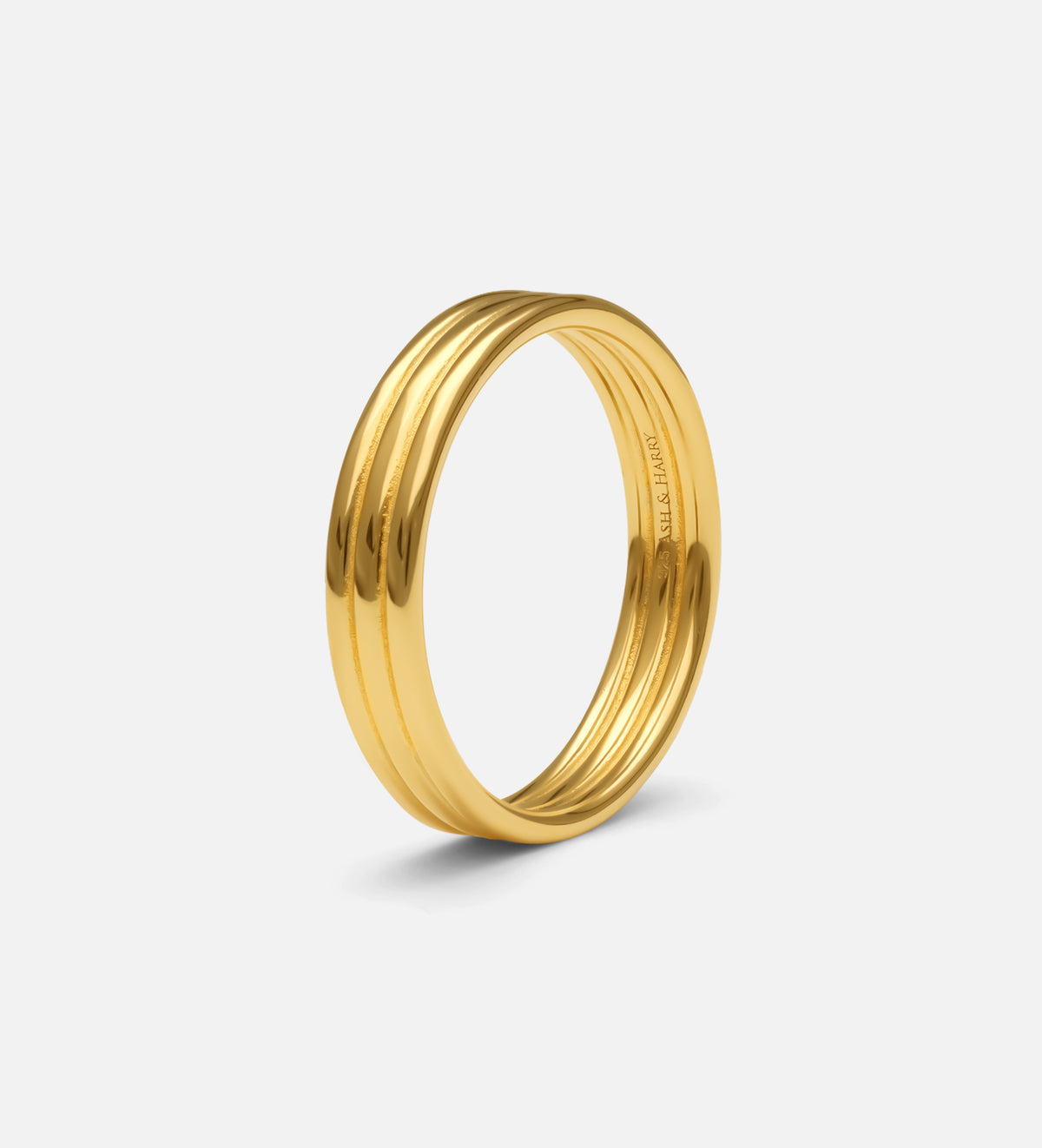 Trio Band Stacker Ring in 18k Gold Plating on 925 Silver - Ash & Harry
