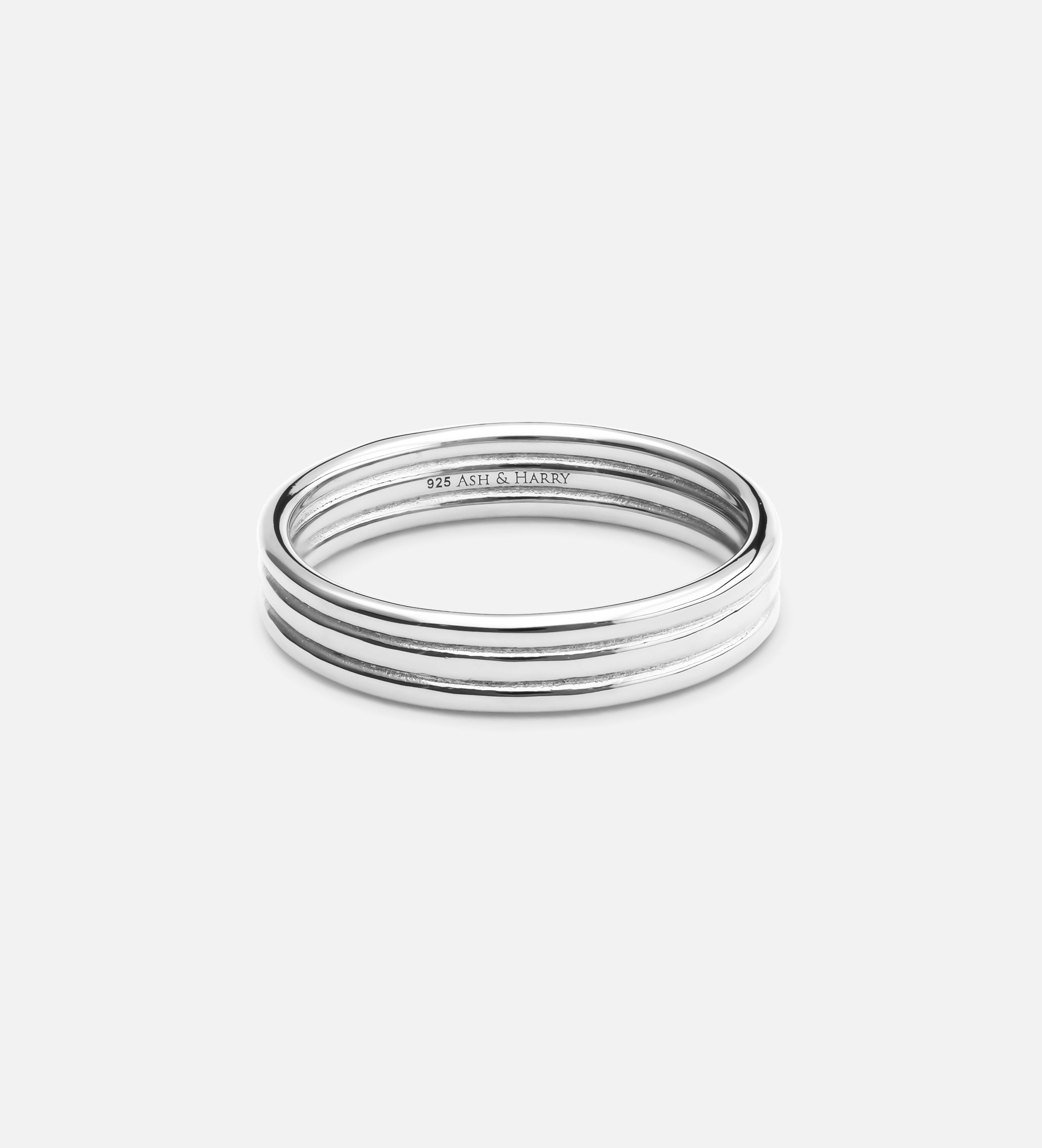 Trio Band Stacker Ring in Silver