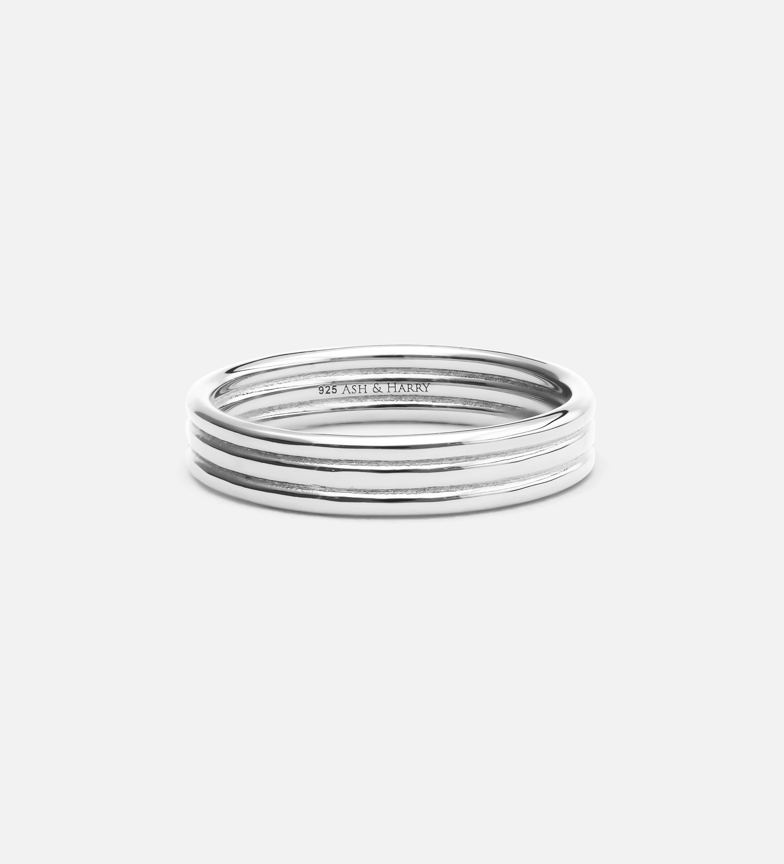 Trio Band Stacker Ring in Silver