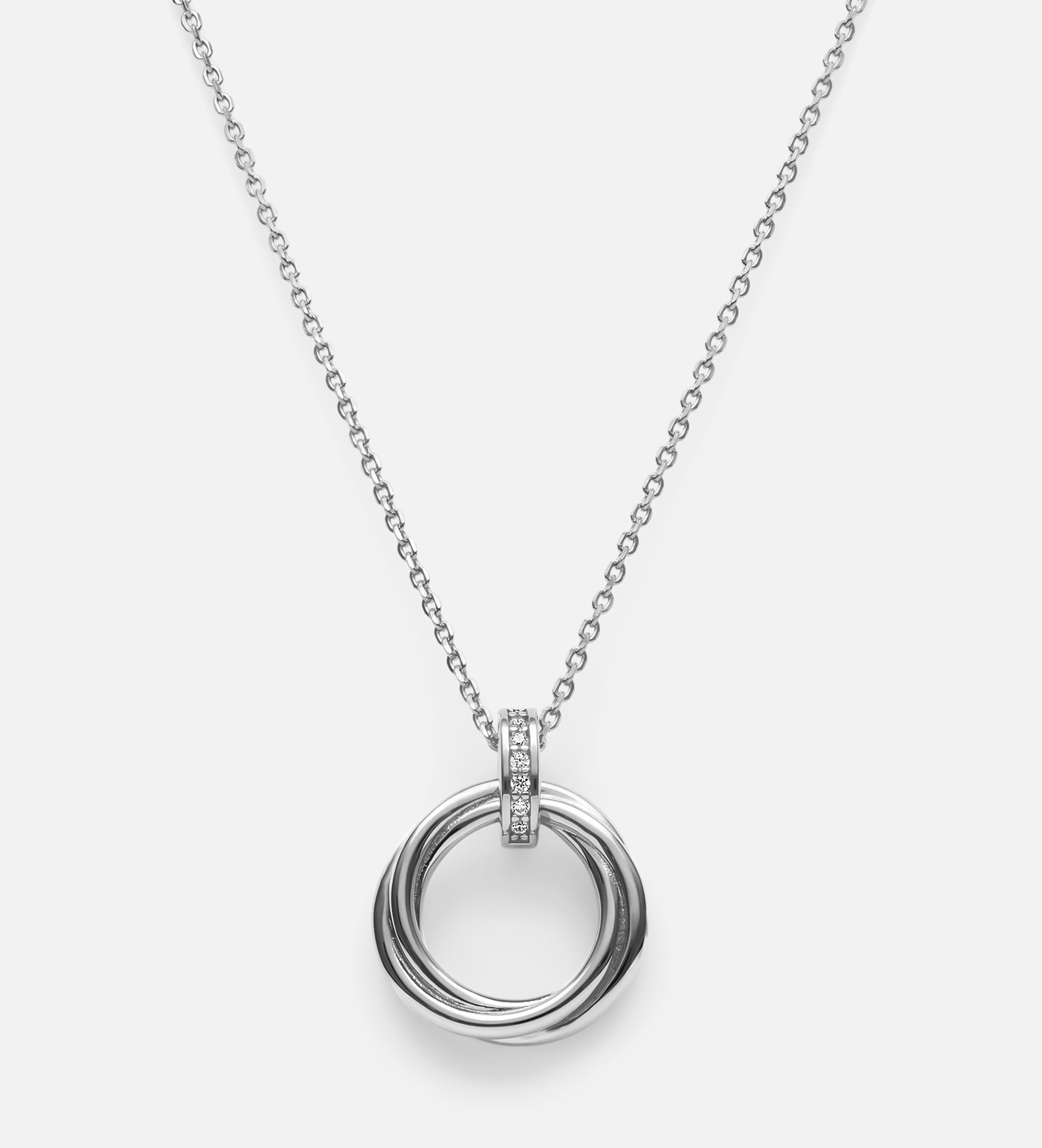 Triple Ring Necklace in Silver