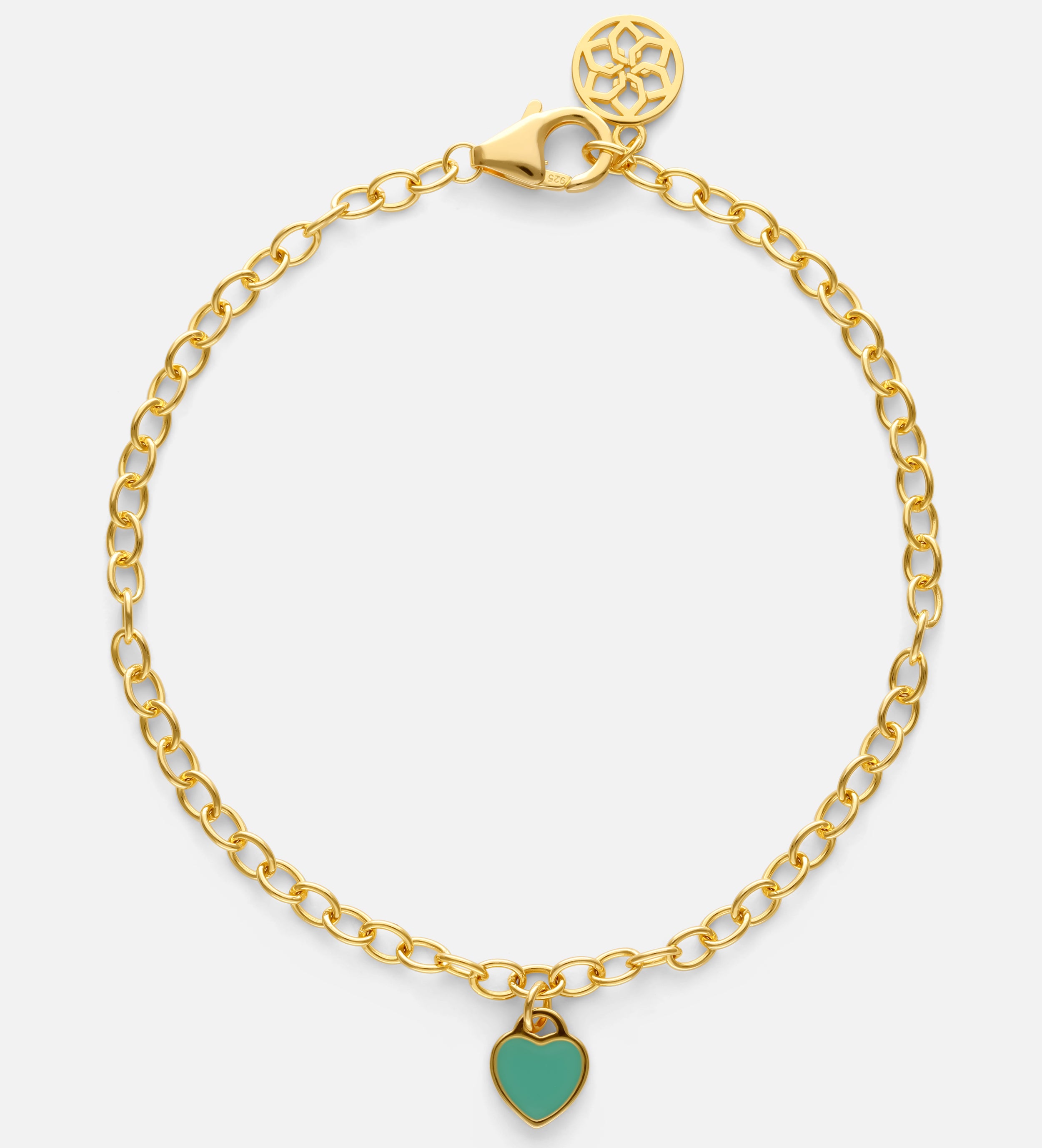 Turquoise Heart Chain Bracelet in Gold