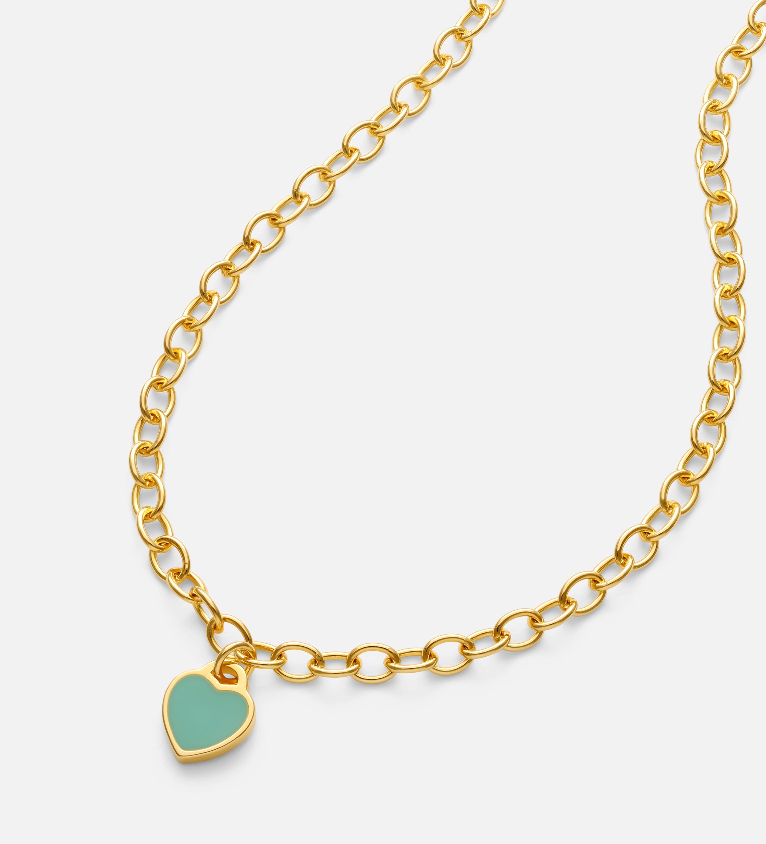 Turquoise Heart Chain Bracelet in Gold
