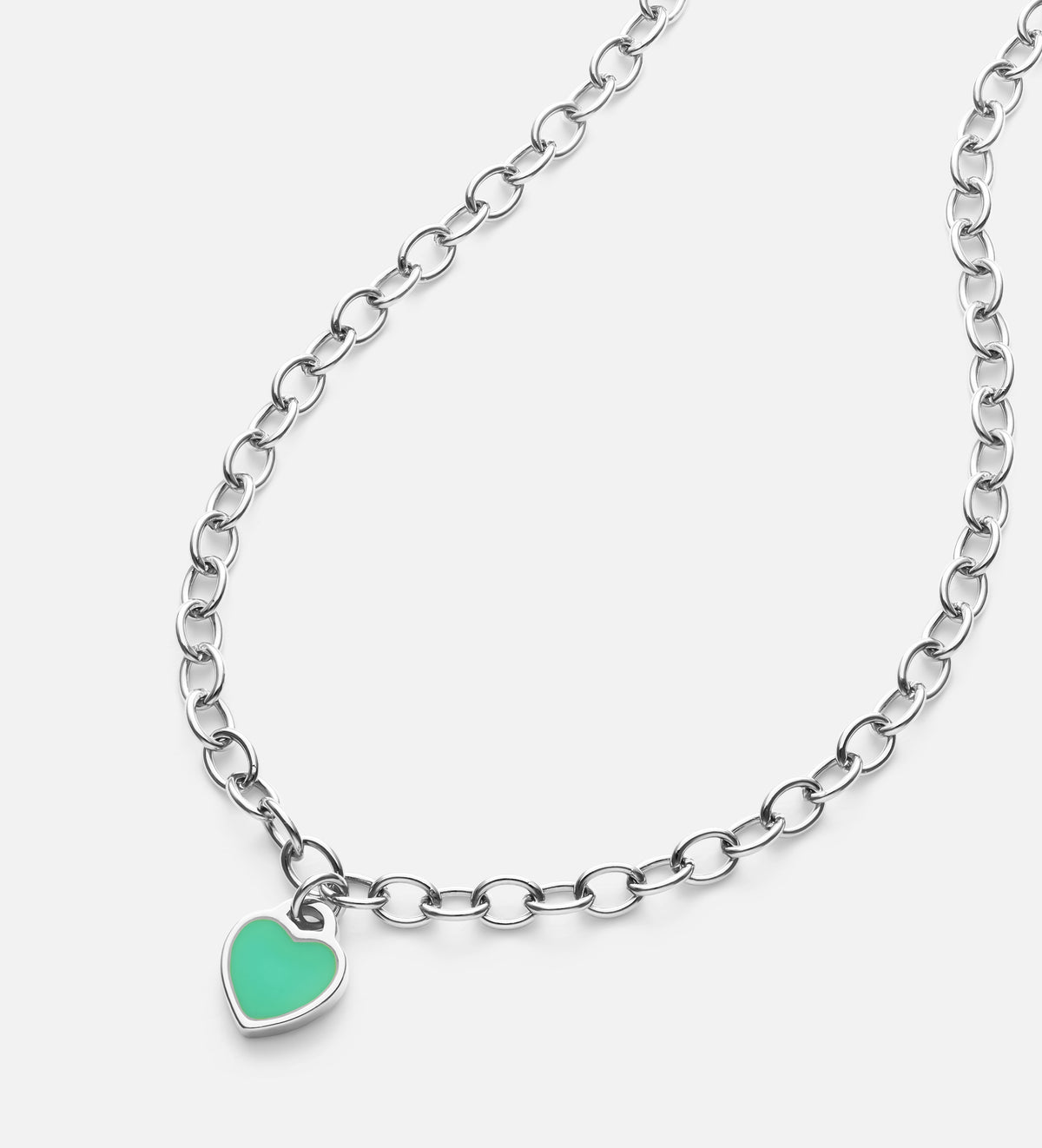 Turquoise Heart Chain Bracelet in Rhodium Plating on 925 Silver - Ash & Harry