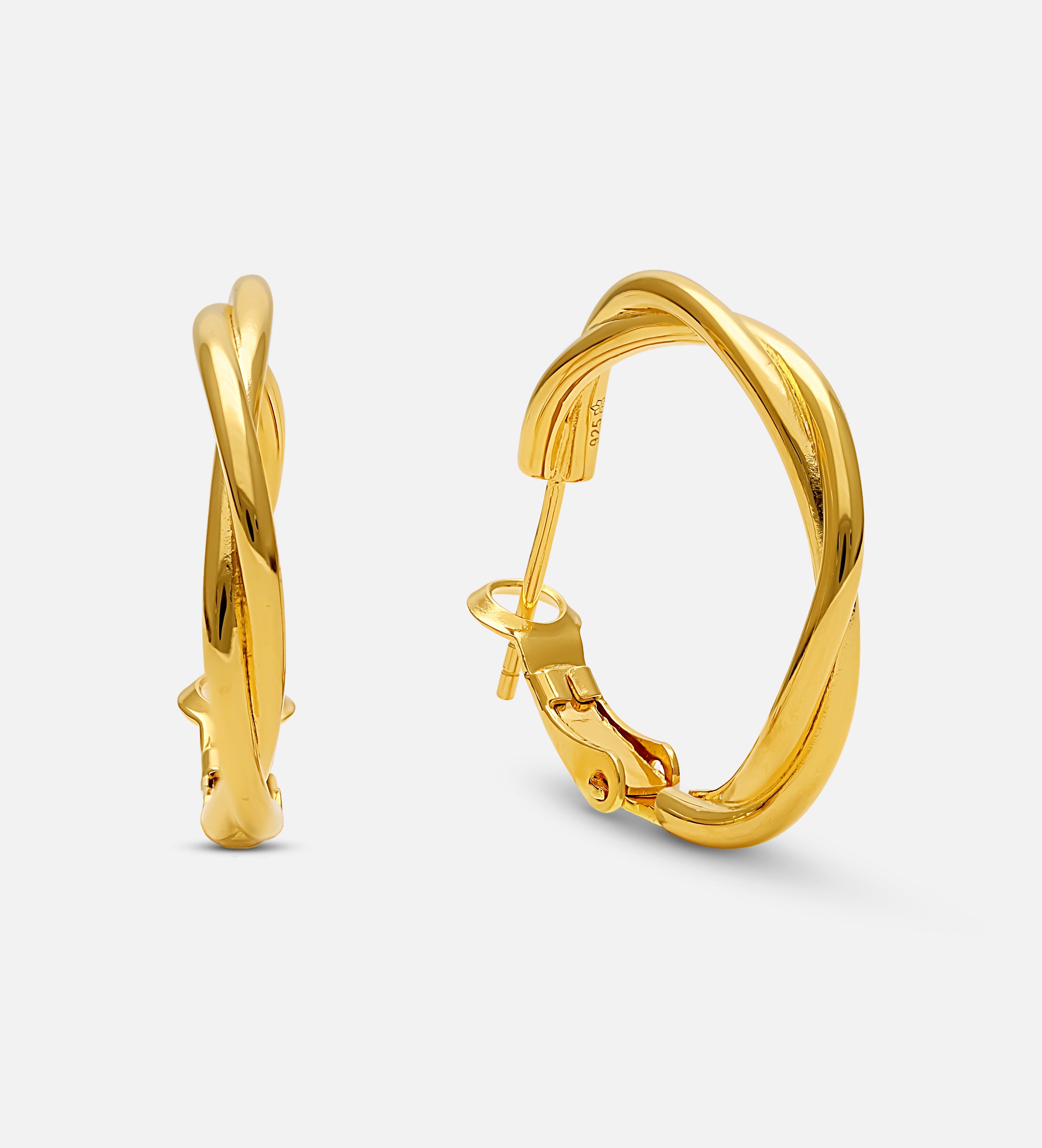 Twisted Hoop Earrings in Gold