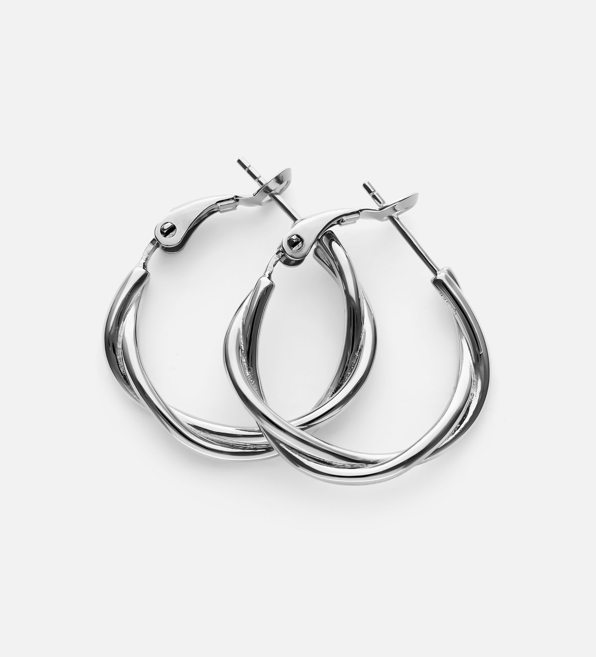 Twisted Hoop Earrings in Rhodium Plating on 925 Silver - Ash & Harry
