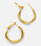 Twisted Hoop Earrings in Gold