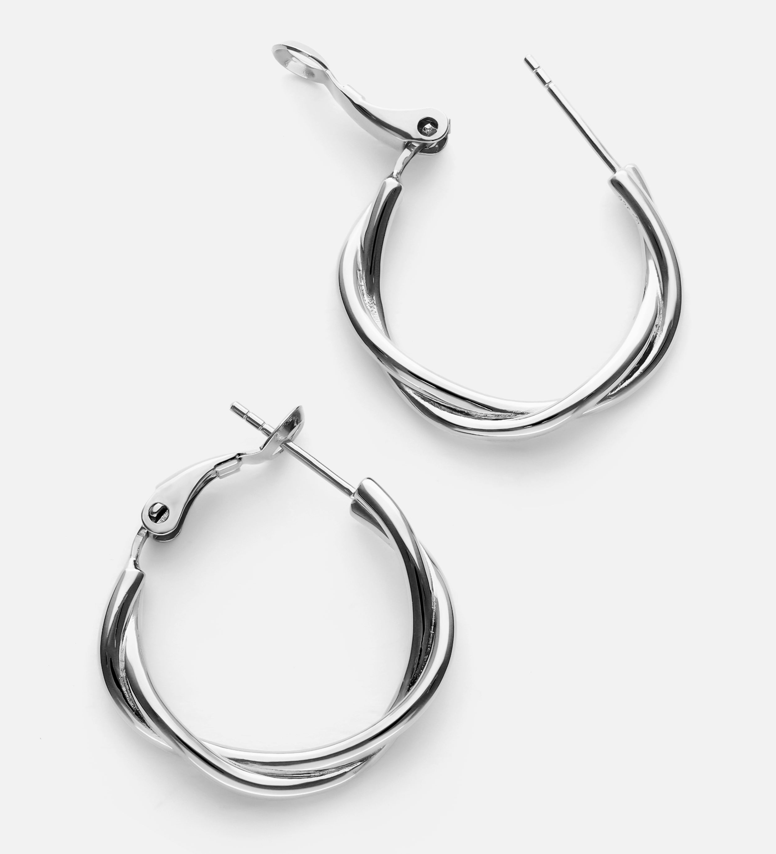 Twisted Hoop Earrings in Silver