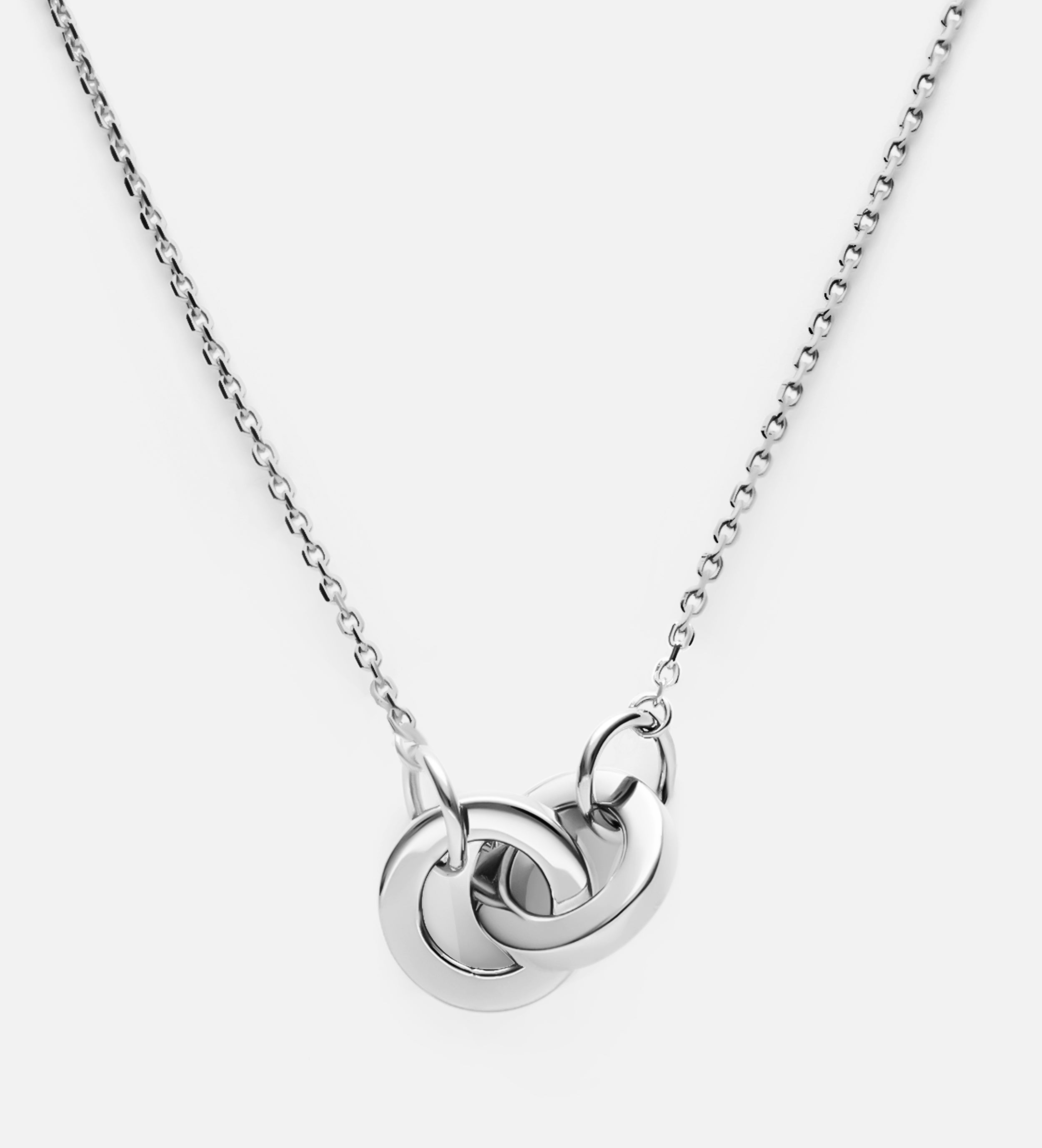 Two Rings Necklace in Silver