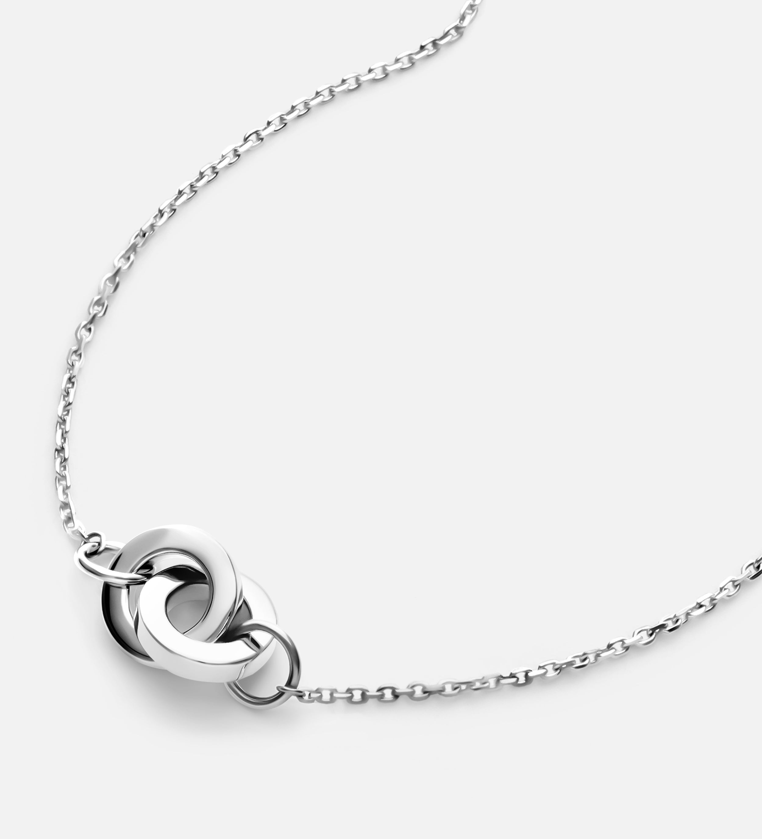Two Rings Necklace in Silver