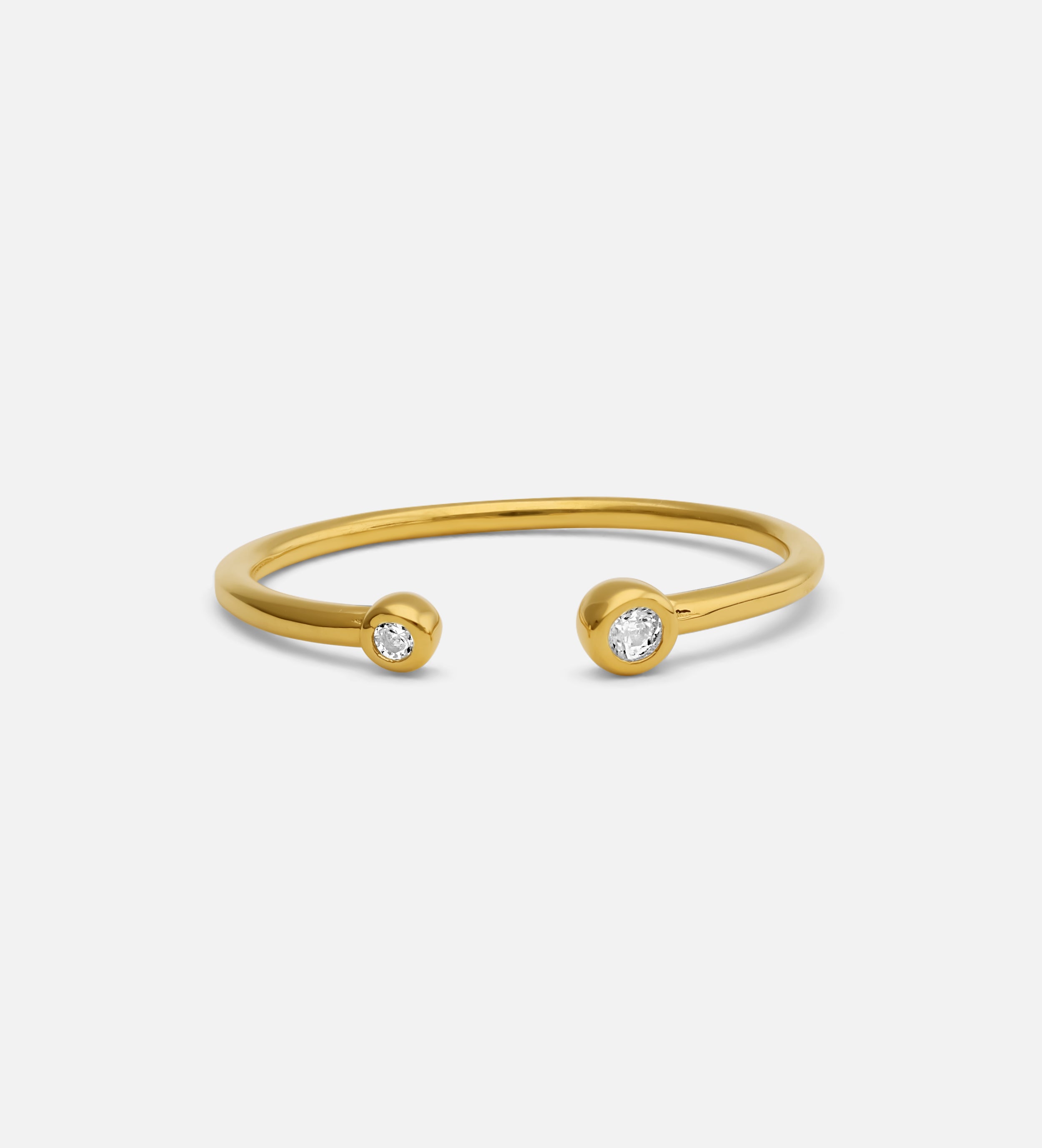 Two Stone Open Bezel Ring in Gold