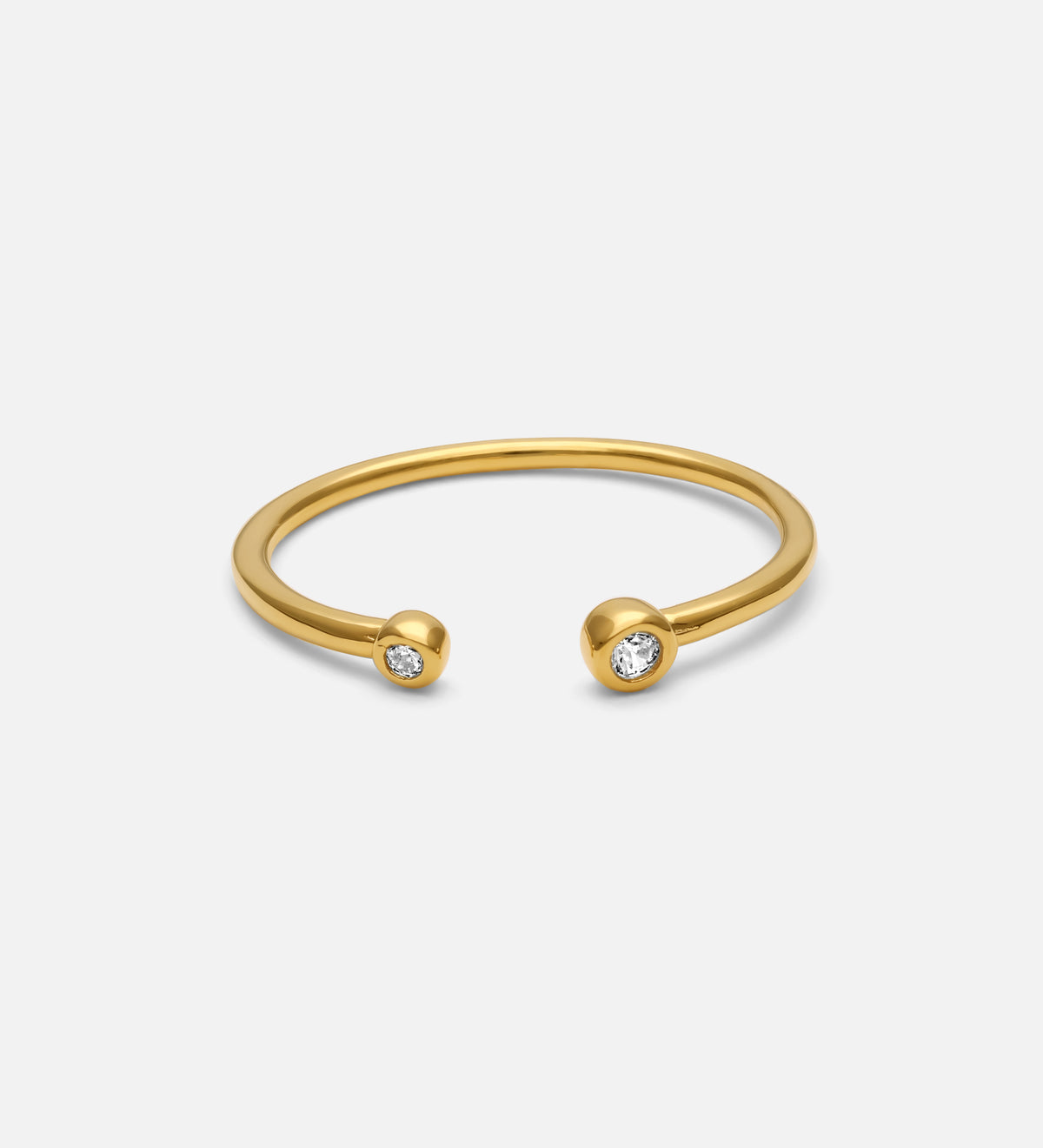 Two Stone Open Bezel Ring in 18k Gold Plating on 925 Silver - Ash & Harry