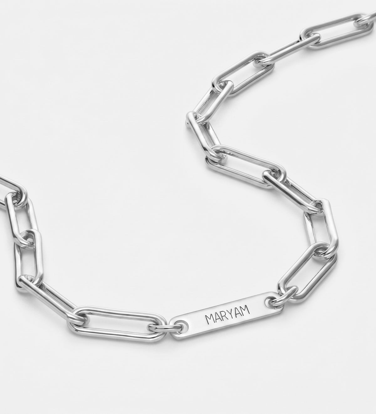 Paperclip Chain Name Necklace in Rhodium Plating on 925 Silver - Ash & Harry