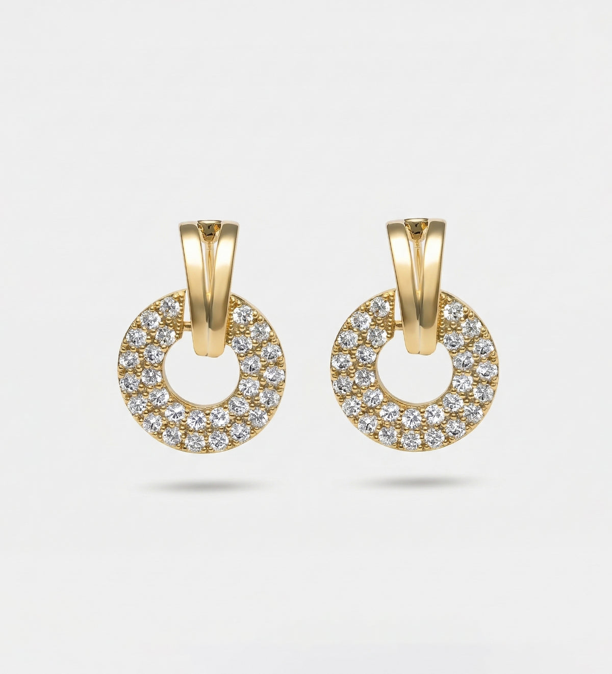 Pavé Halo Drop Earrings in God With High Quality Simulated Diamonds - Ash & Harry