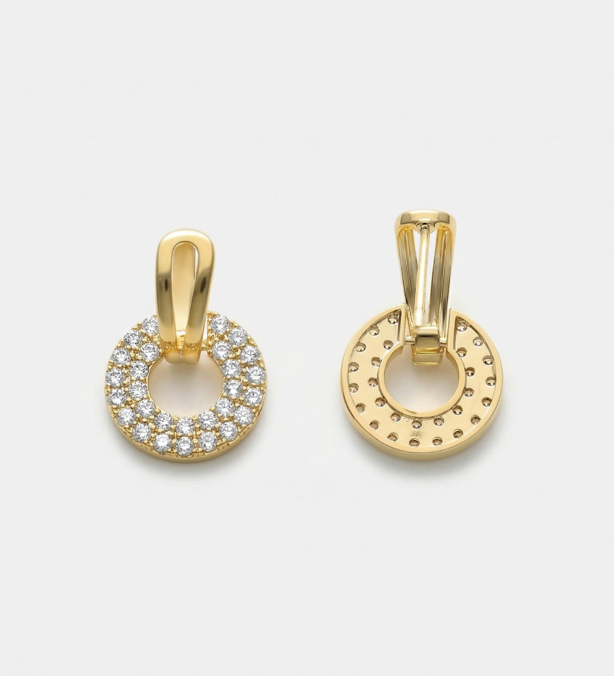 Pavé Halo Drop Earrings in God With High Quality Simulated Diamonds - Ash & Harry