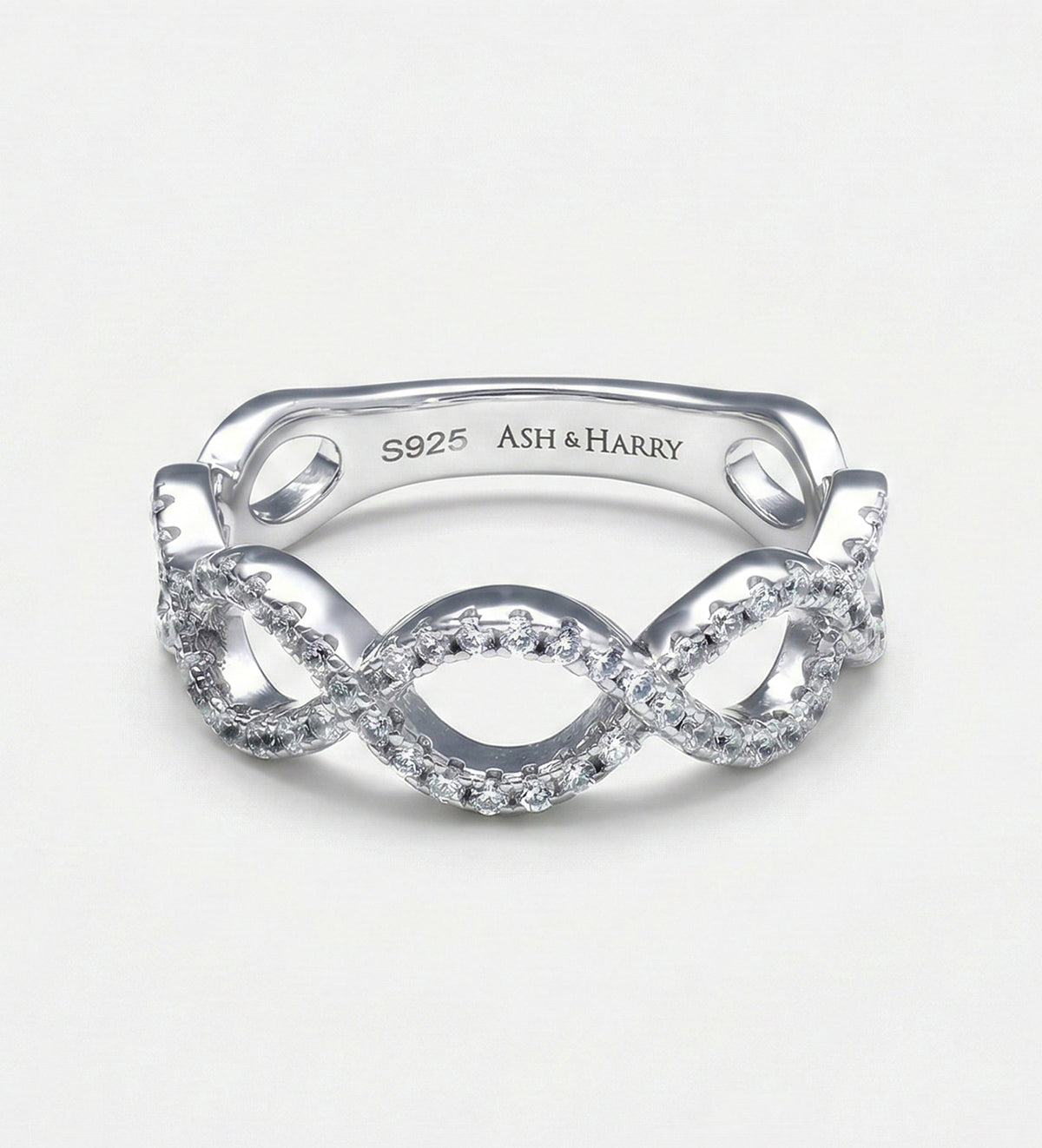 Pave Infinity Loop Ring In 925 Silver High Quality Simulated Diamonds - Ash & Harry