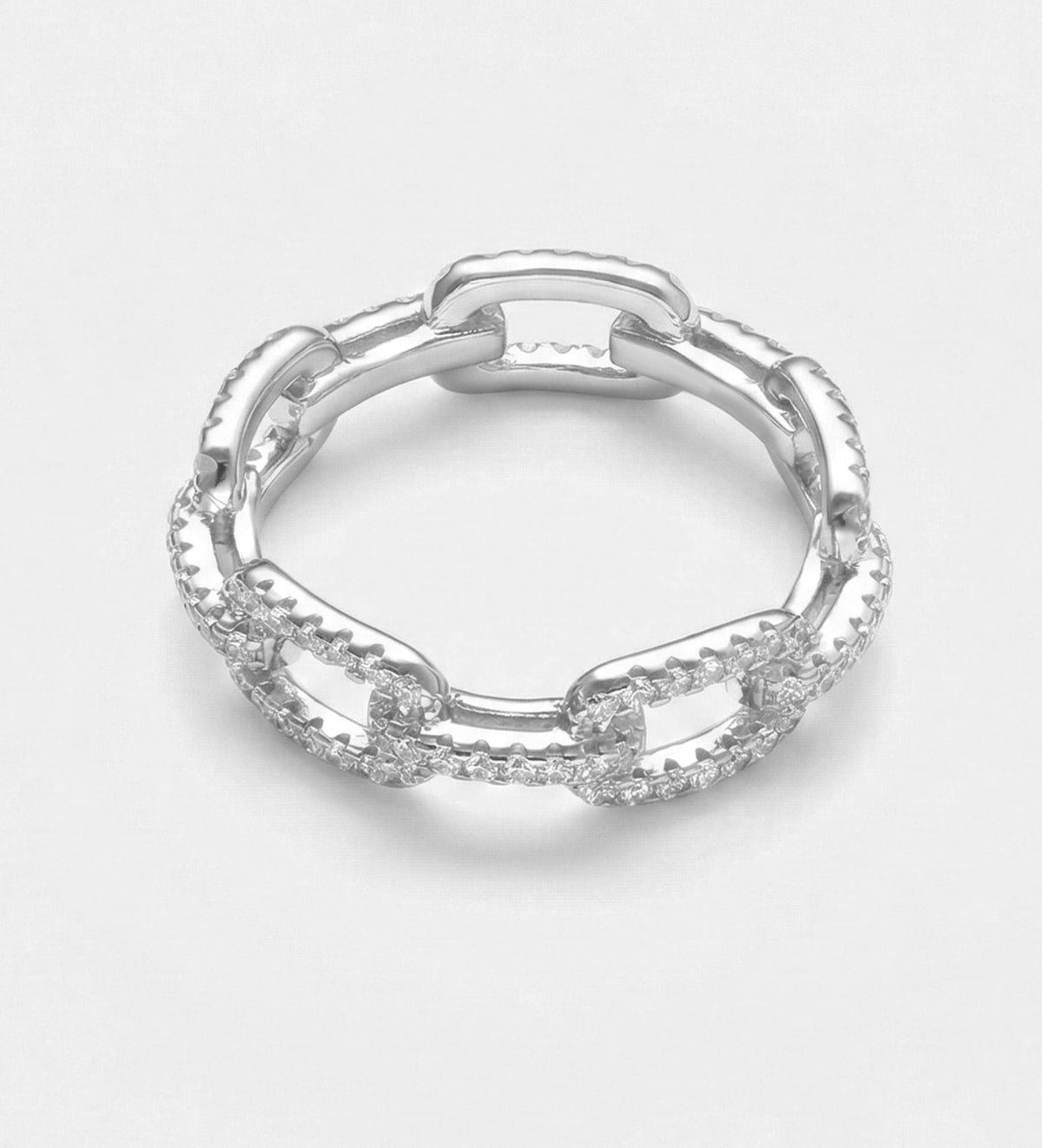 Pavé Link Ring in 925 Silver with High Quality Simulated Diamonds - Ash & Harry