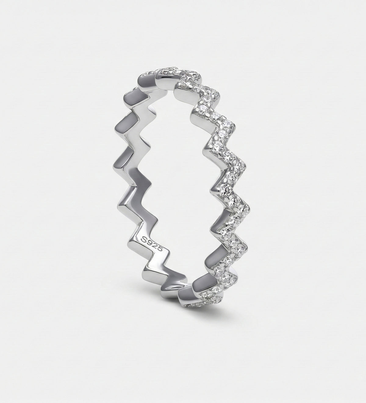 Pave Zig Ring in 925 Silver with High Quality Simulated Diamonds - Ash & Harry
