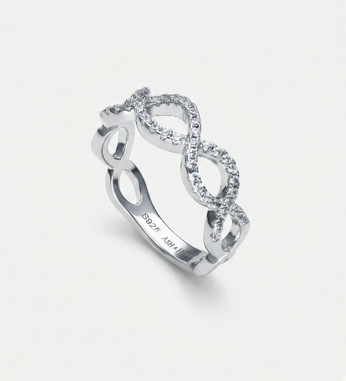 Pave Infinity Loop Ring In 925 Silver High Quality Simulated Diamonds - Ash & Harry
