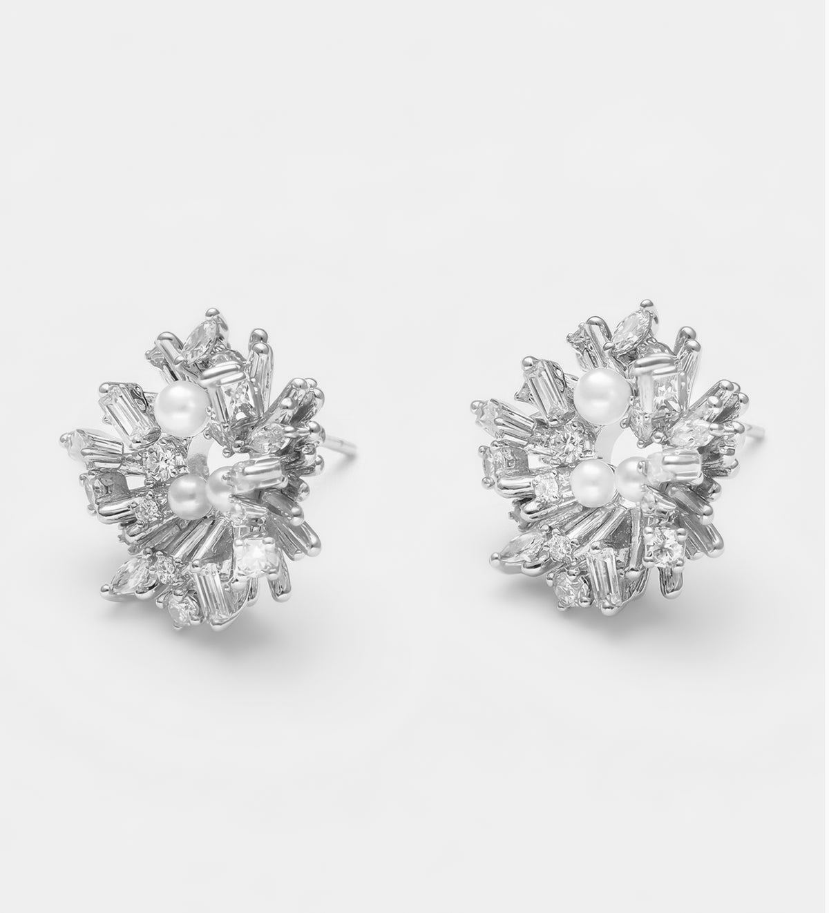 Pearl Frost Wreath Earrings with Pearls and Simulated Diamond - Ash & Harry