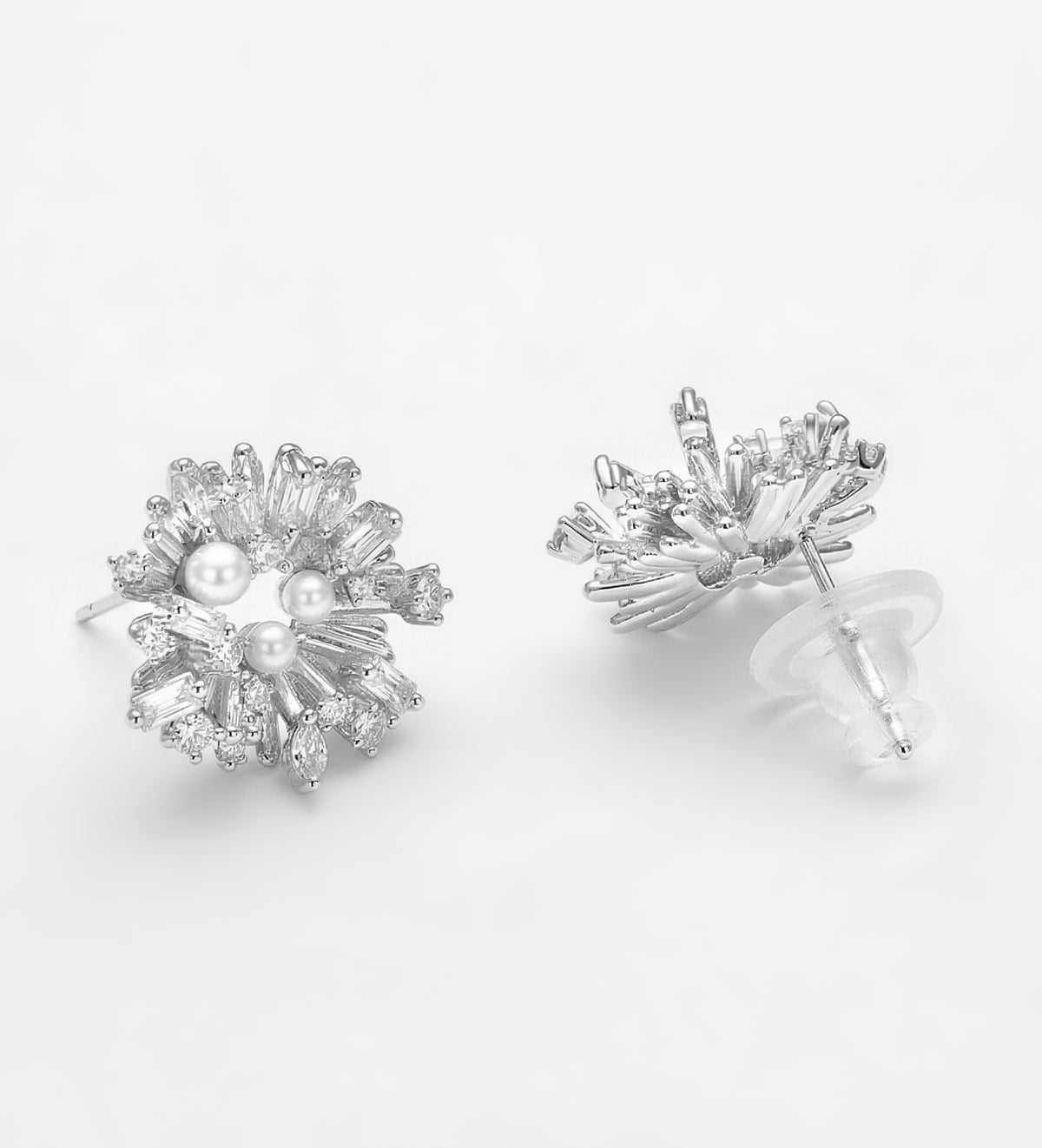 Pearl Frost Wreath Earrings with Pearls and Simulated Diamond - Ash & Harry