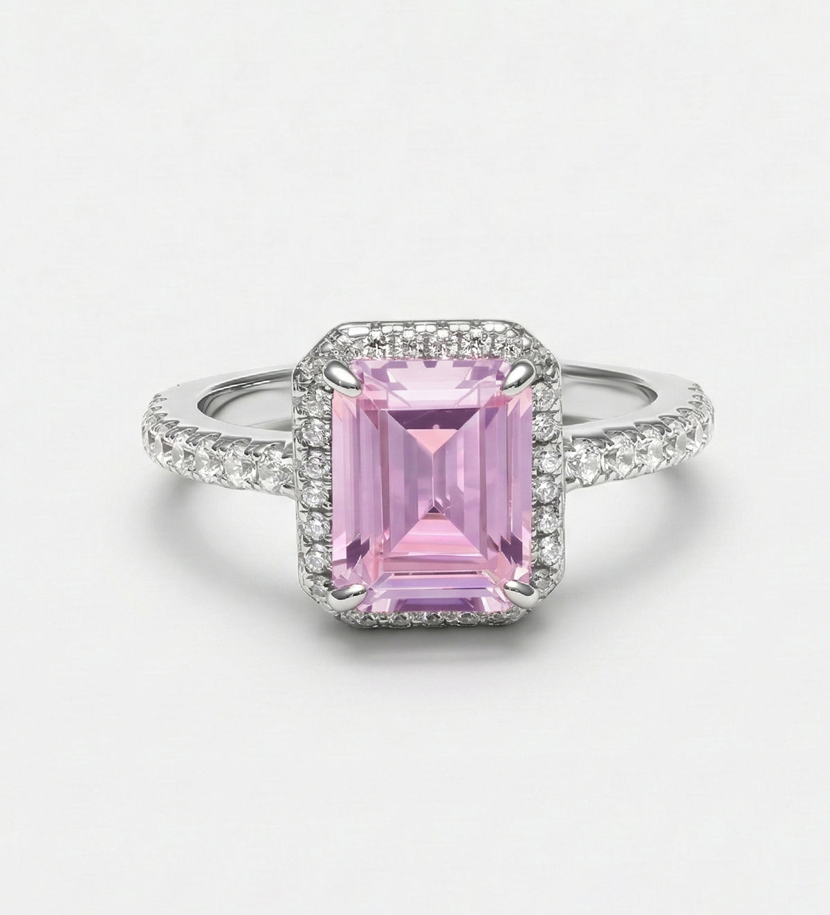 Pink Aurora Halo Ring in 925 Silver with High - Quality White and Pink Simulated Diamonds - Ash & Harry