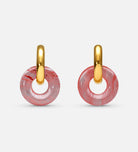 Pink Natural Stone Hoop Earrings