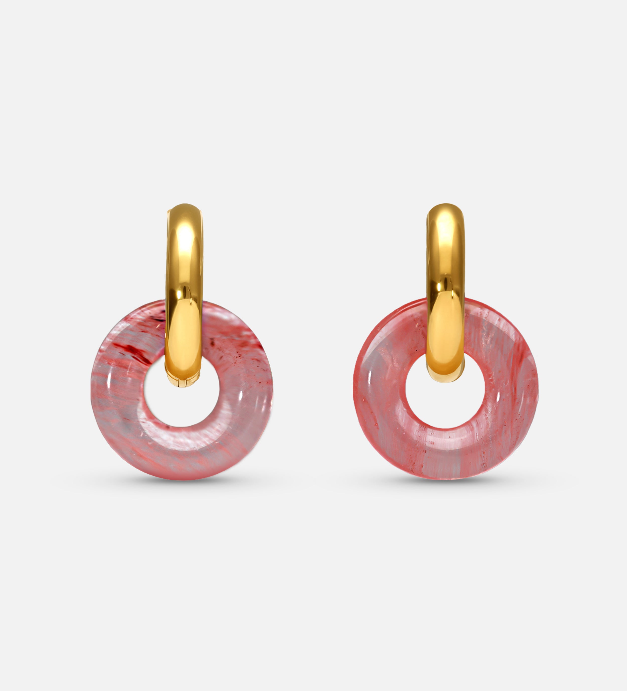 Pink Natural Stone Hoop Earrings