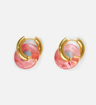 Pink Natural Stone Hoop Earrings