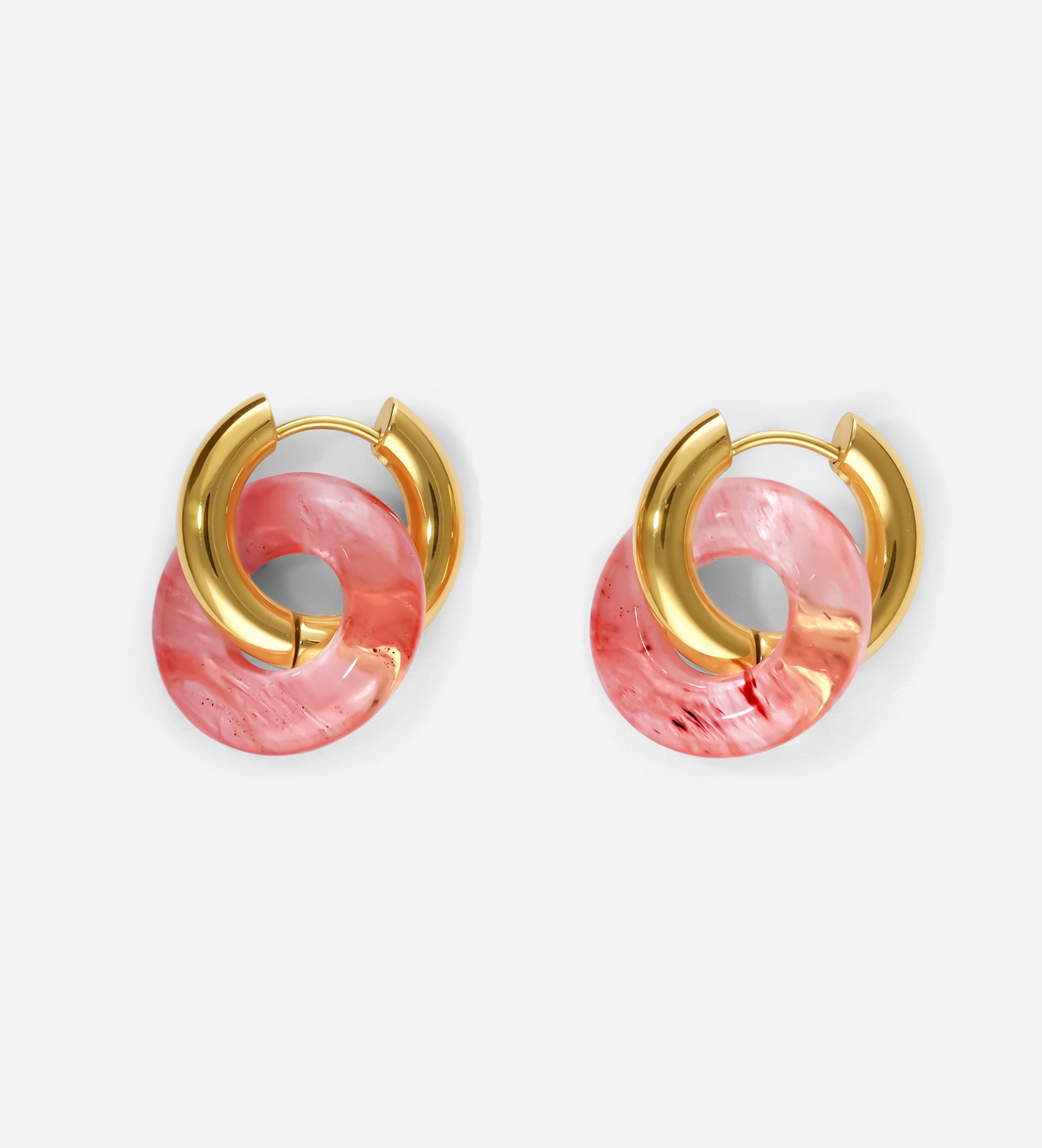 Pink Natural Stone Hoop Earrings