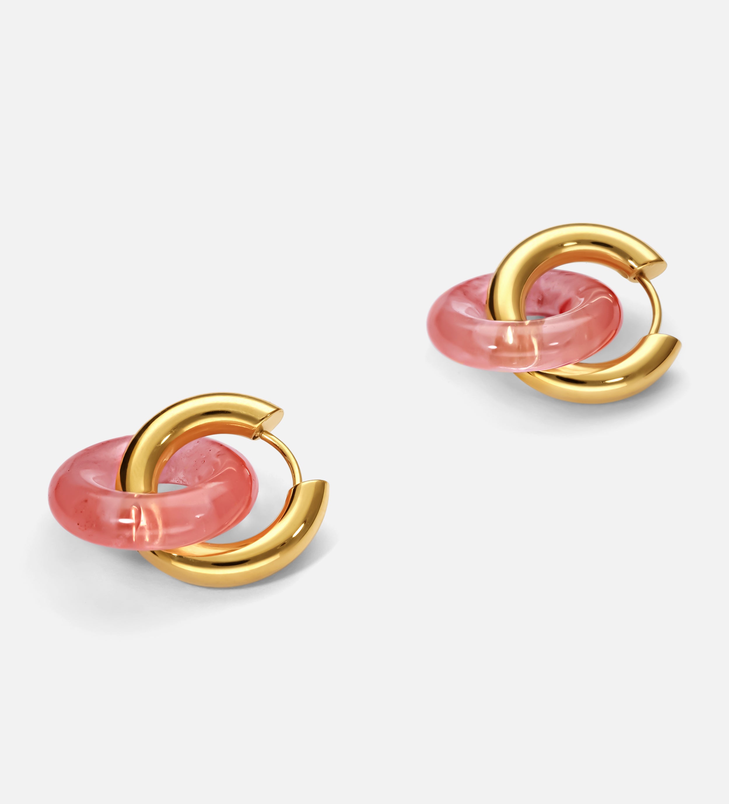 Pink Natural Stone Hoop Earrings