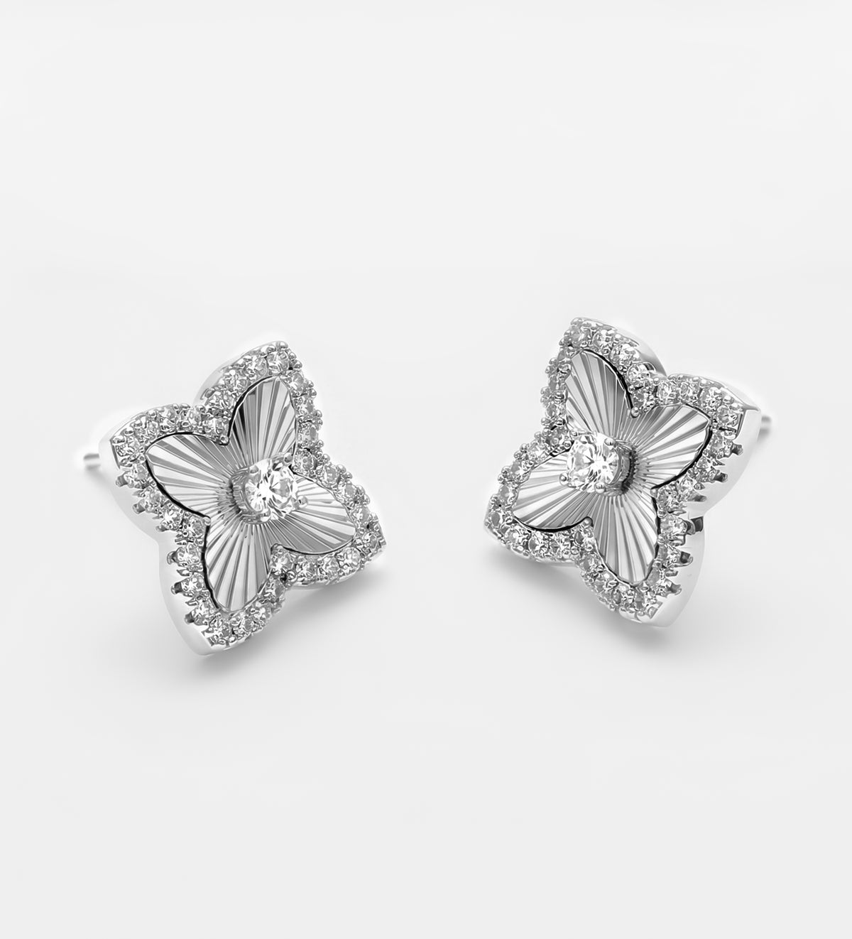 Radiant Clover Studs With High Quality Simulated Diamonds - Ash & Harry