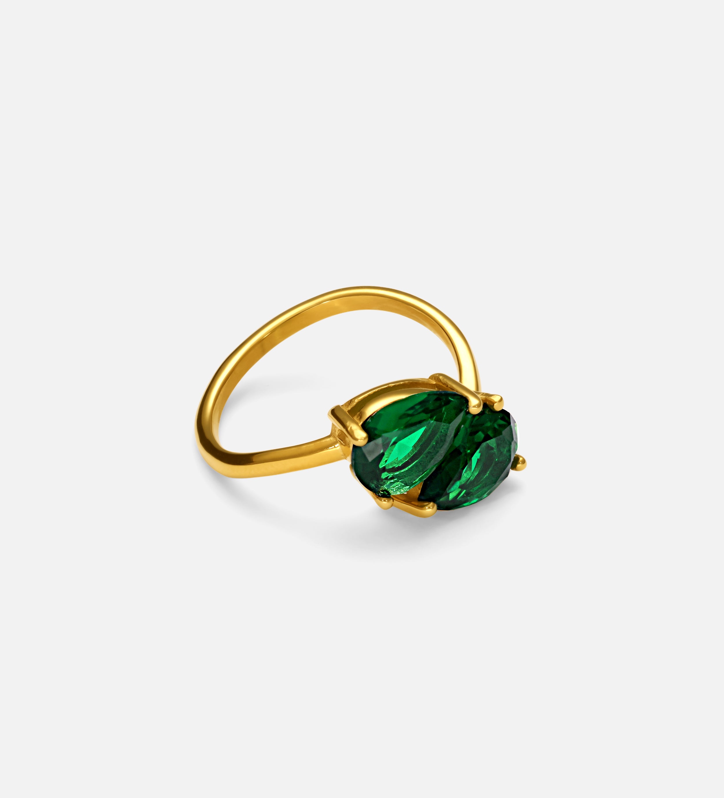 Radiant Emerald Duo Ring