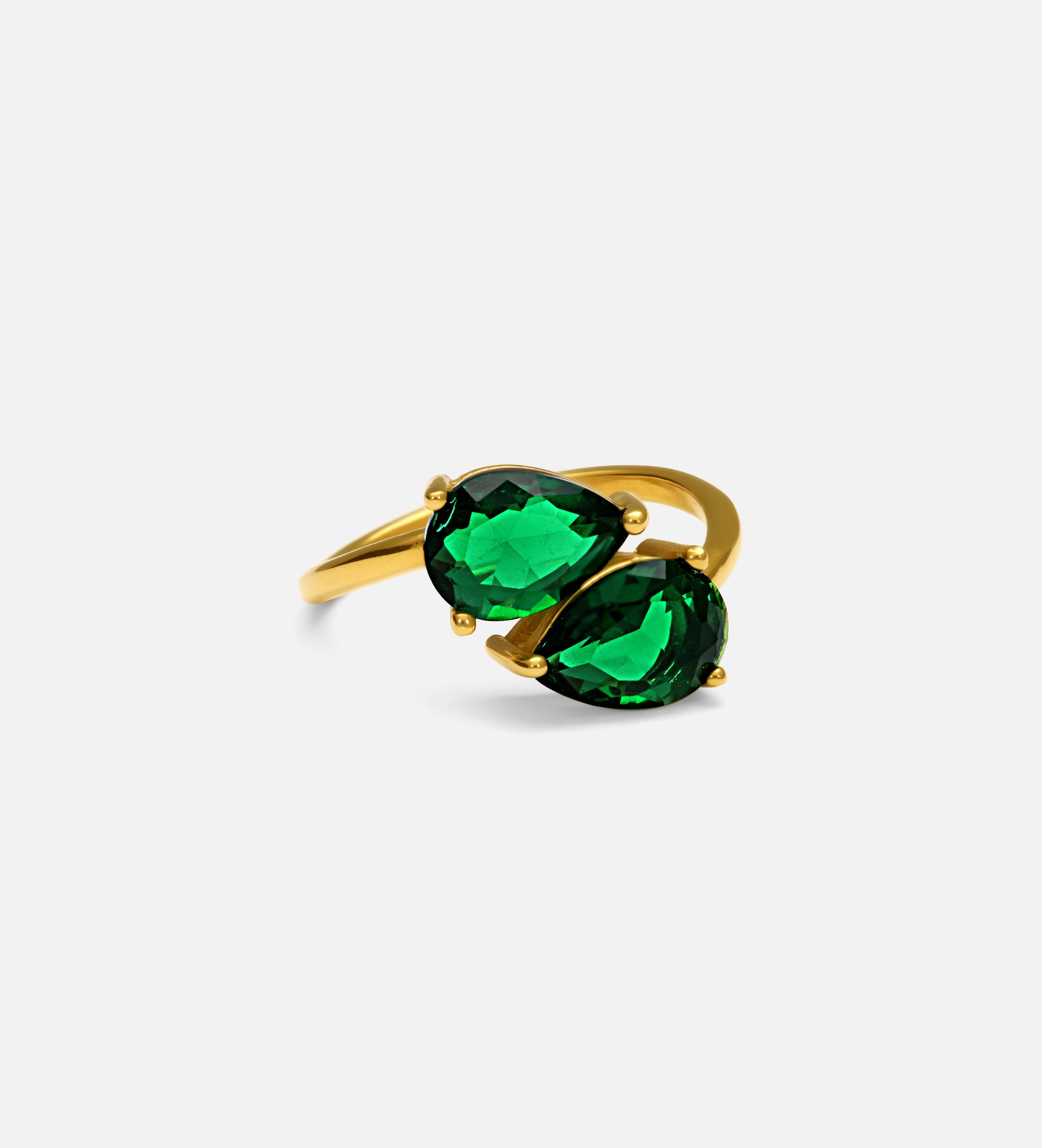 Radiant Emerald Duo Ring