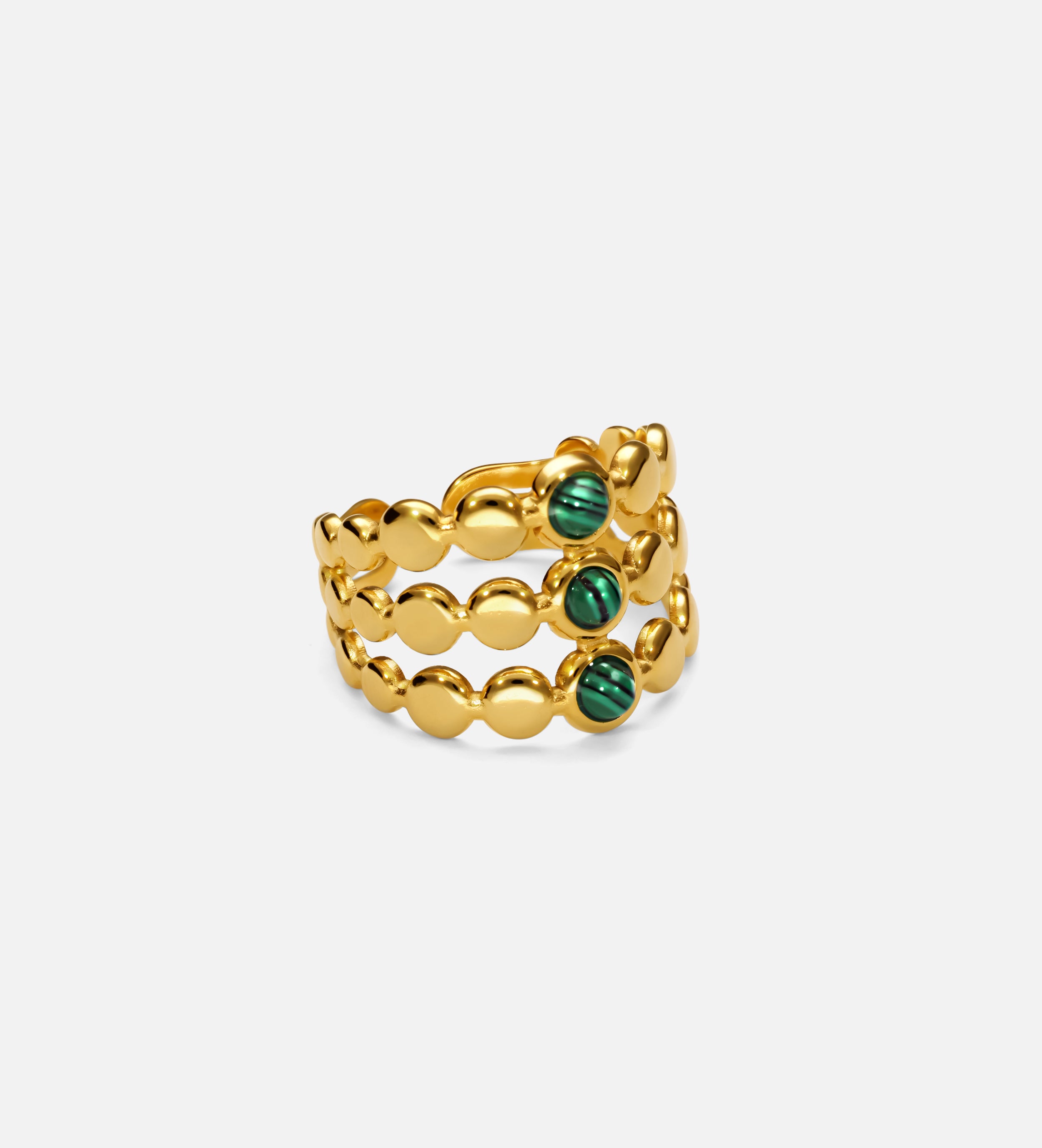 Radiant Triple Band Malachite Ring