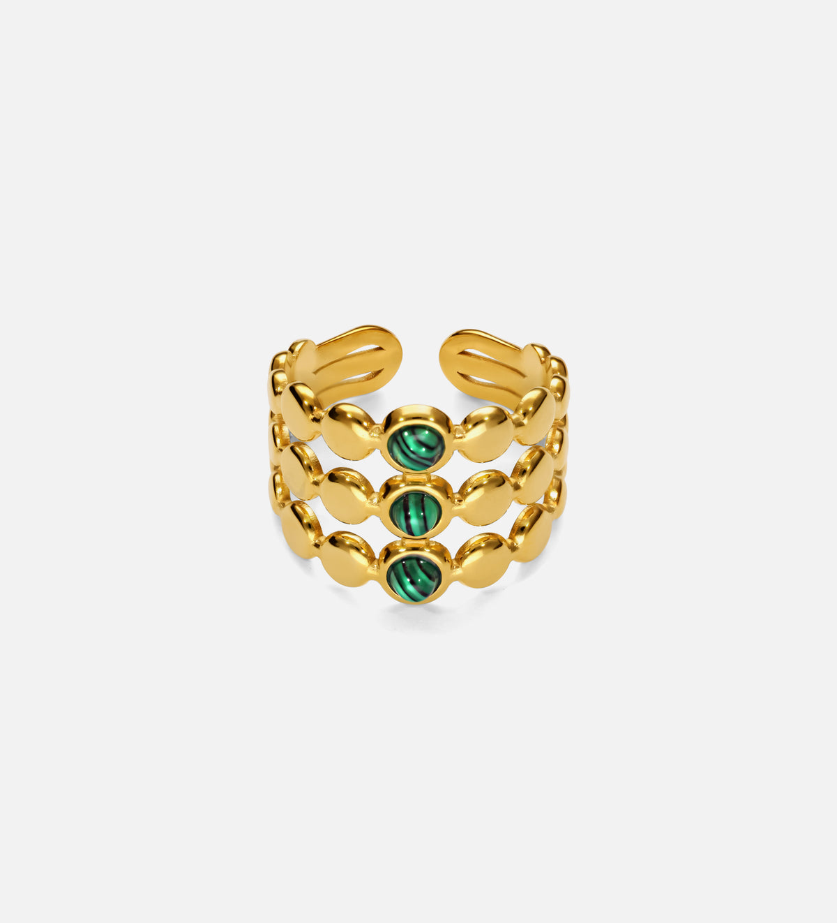Radiant Triple Band Malachite Ring - Ash & Harry