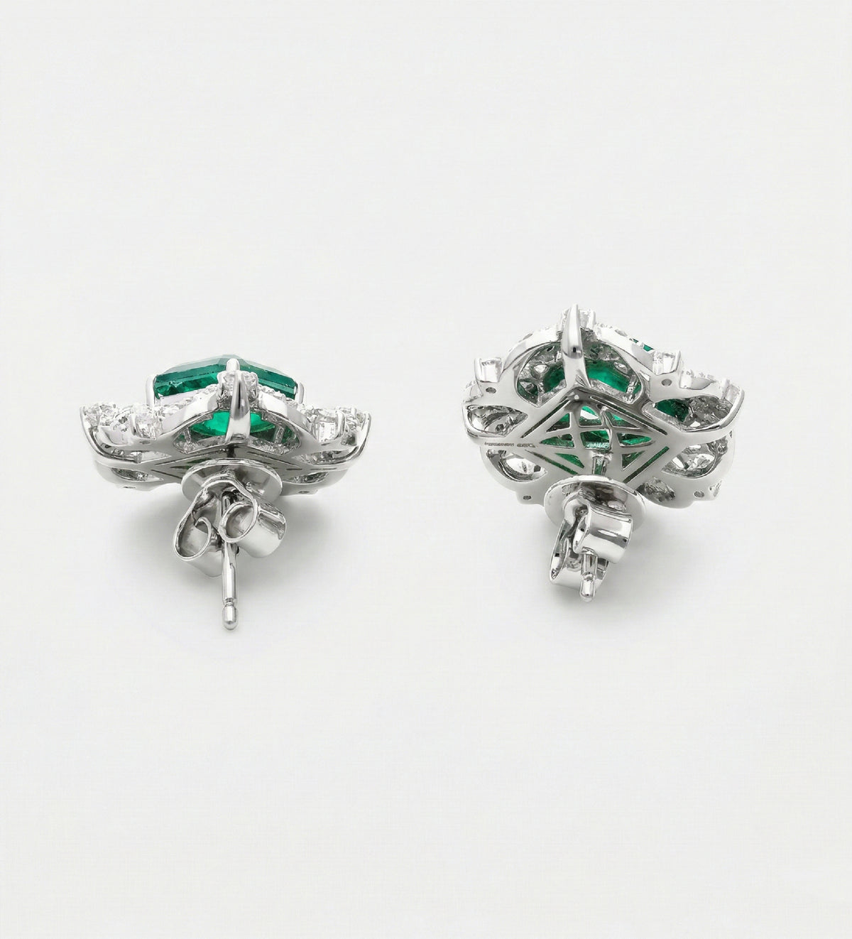 Regal Emerald Studs in 925 Silver High Quality Simulated Diamonds and Emerald Stones - Ash & Harry