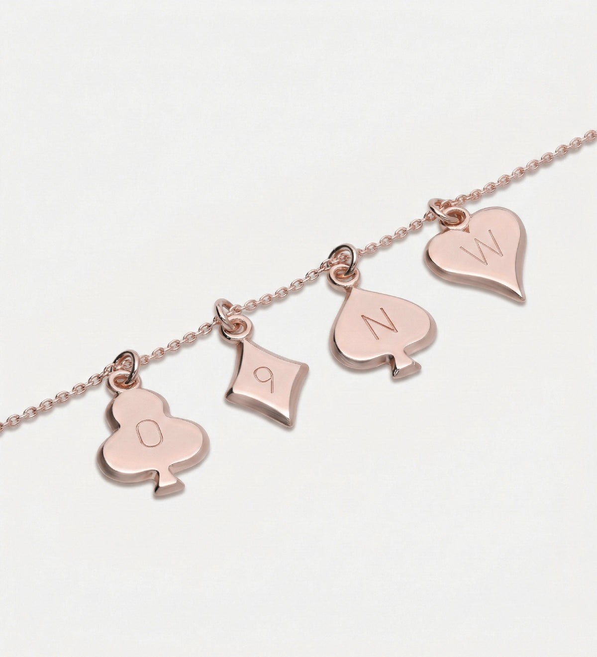 Royal Card Initial Necklace - in 18K Rose Gold Plating on 925 Silver - Ash & Harry