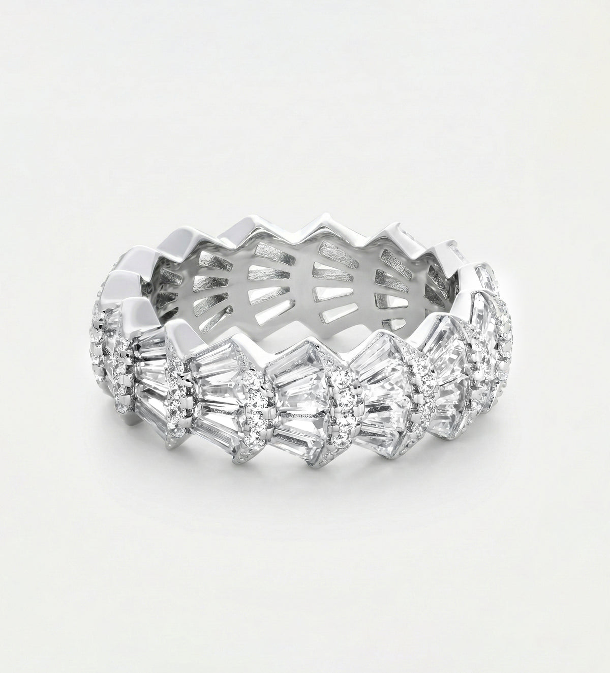 Scallop Shell Ring in 92.5 Silver with High - Quality Simulated Diamonds - Ash & Harry