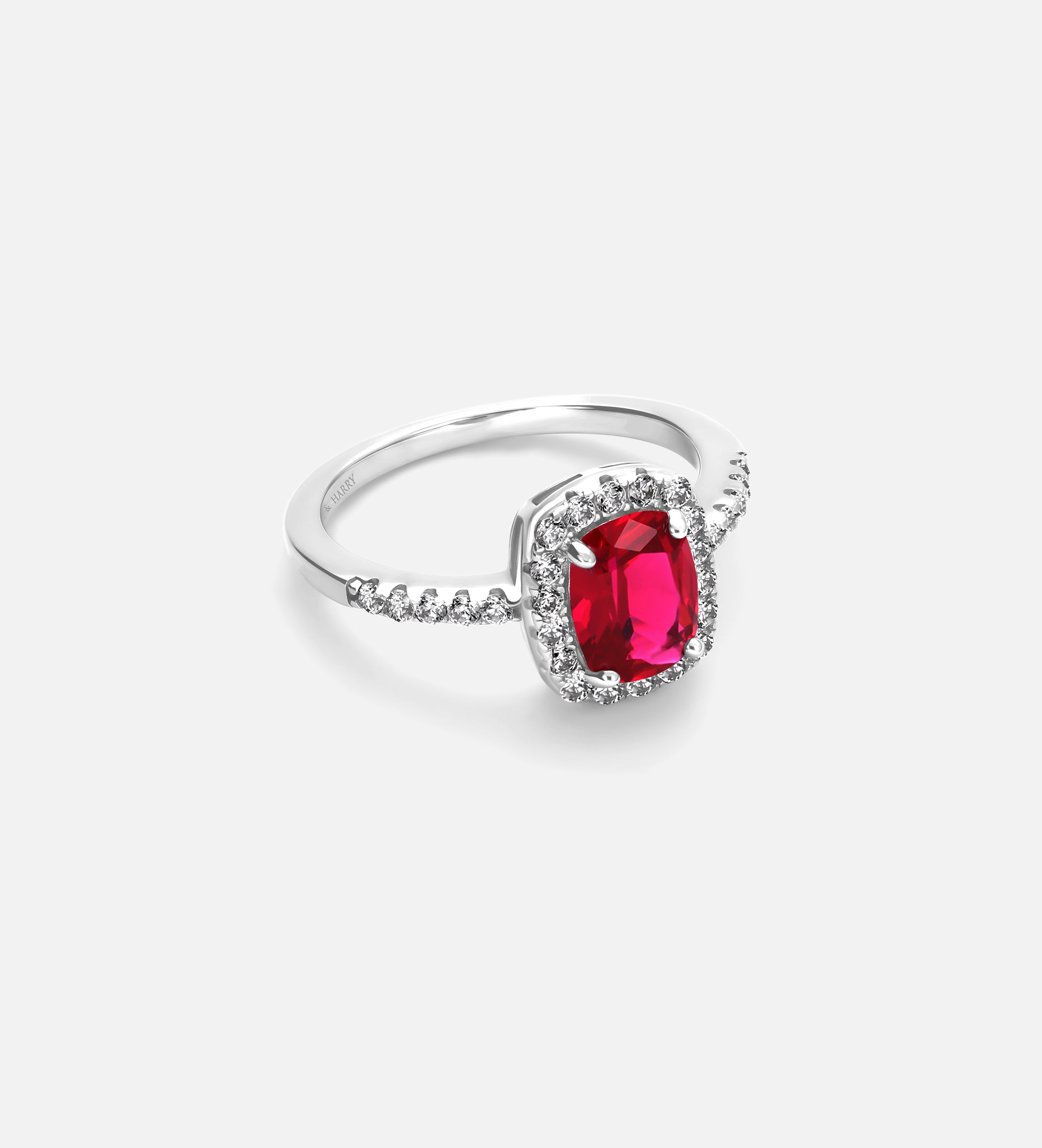 Scarlet Ruby Cushion Ring