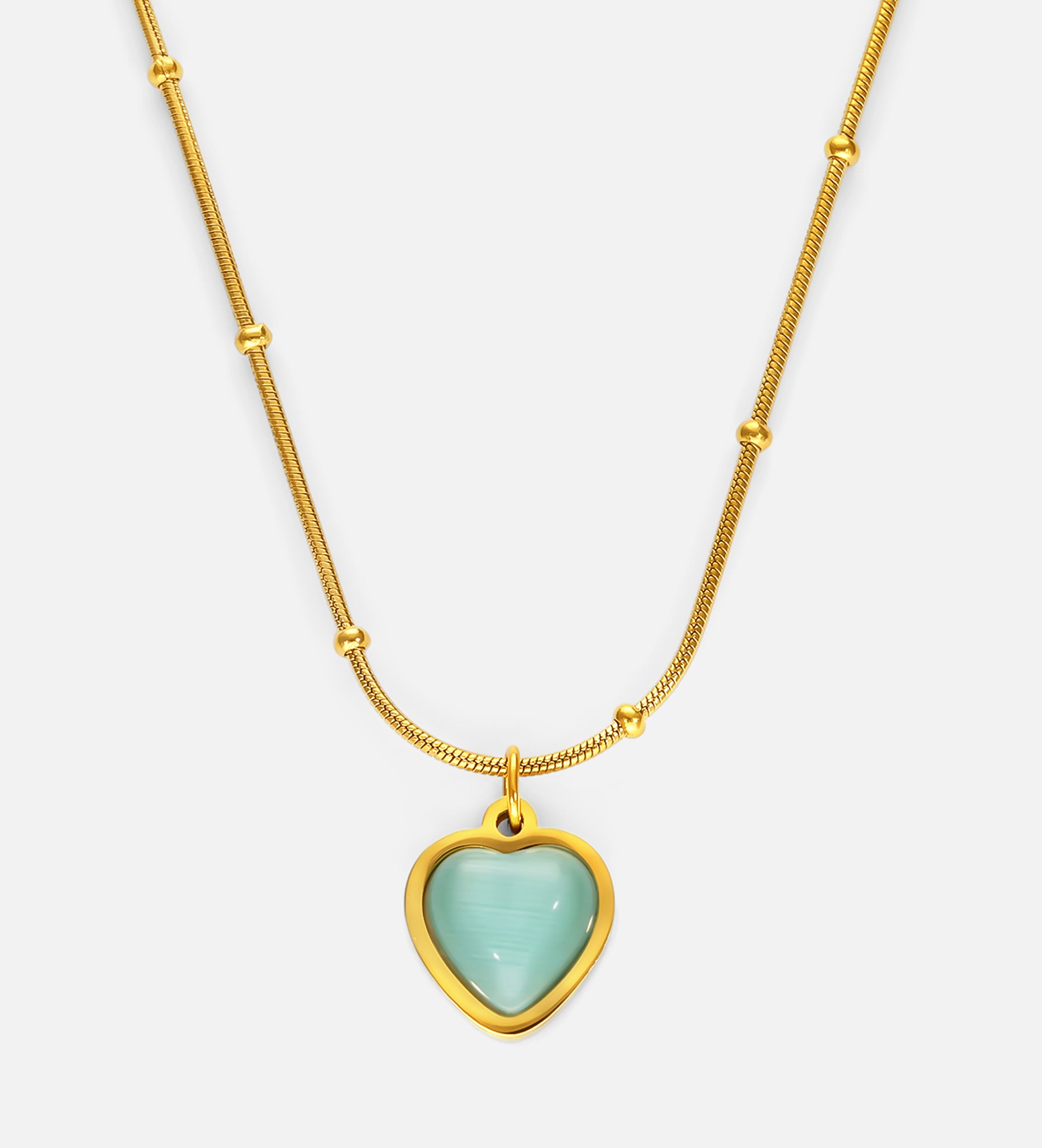 Sea Green Heart Gemstone Necklace